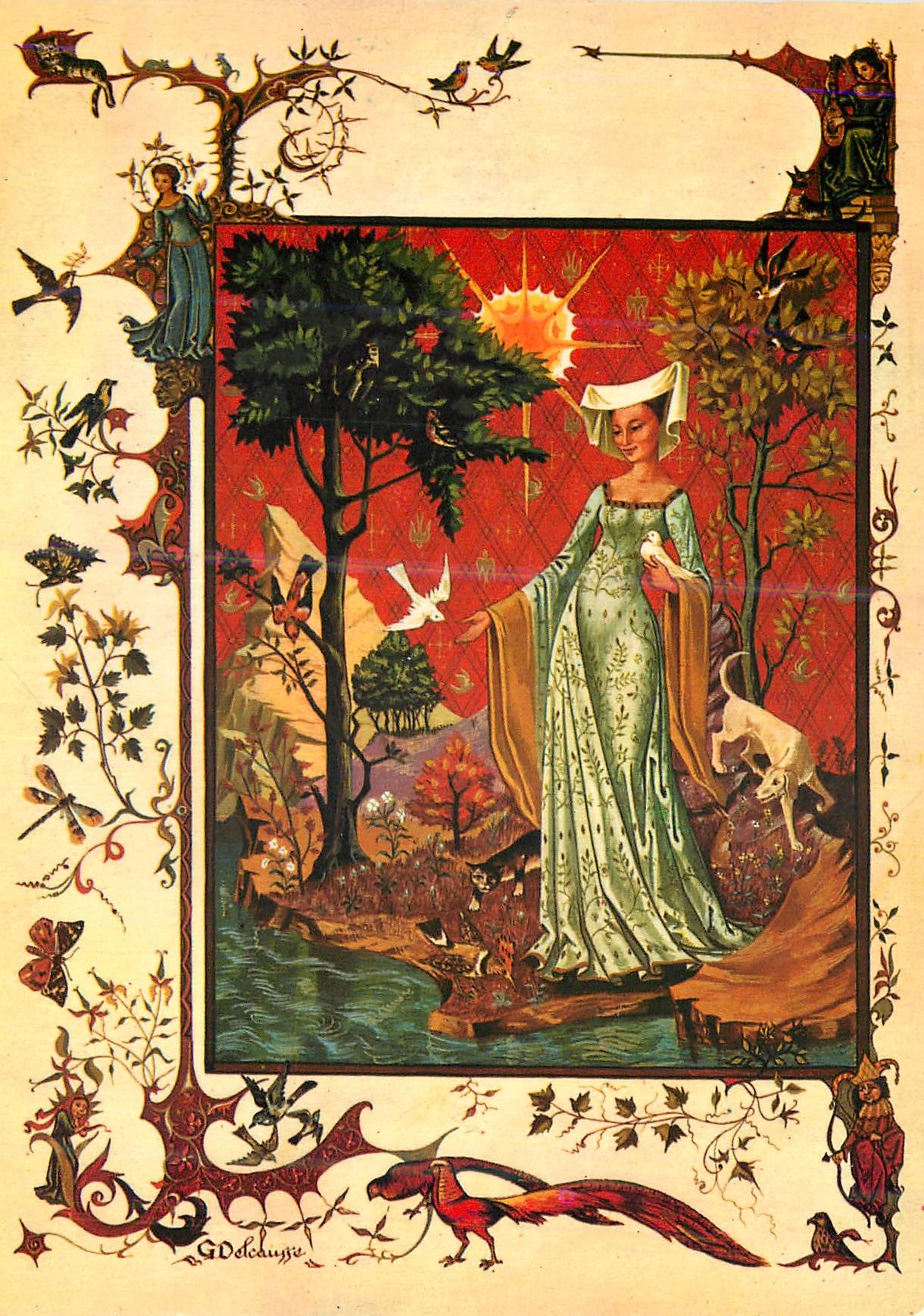 CPM Dame aux Oiseaux 