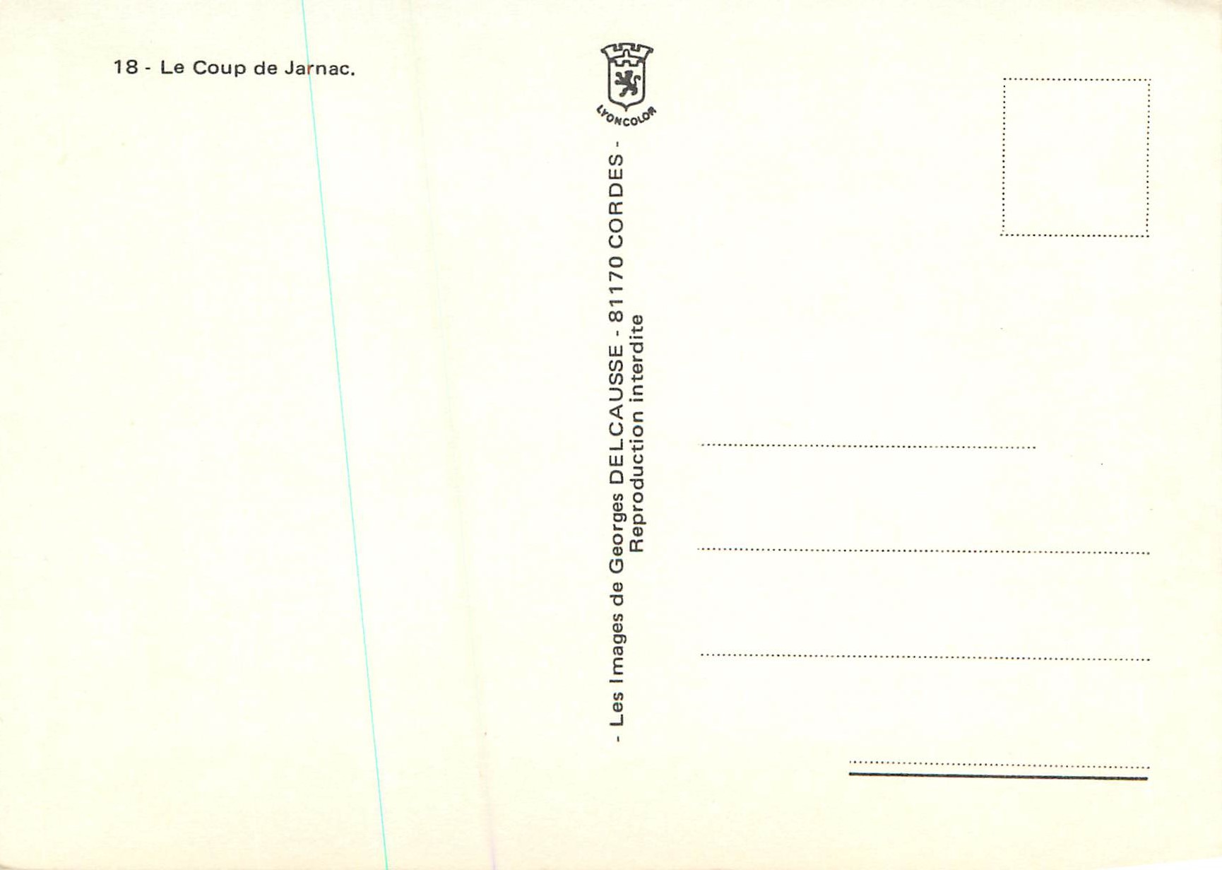 CPM Le Coup de Jarnac — Verso
