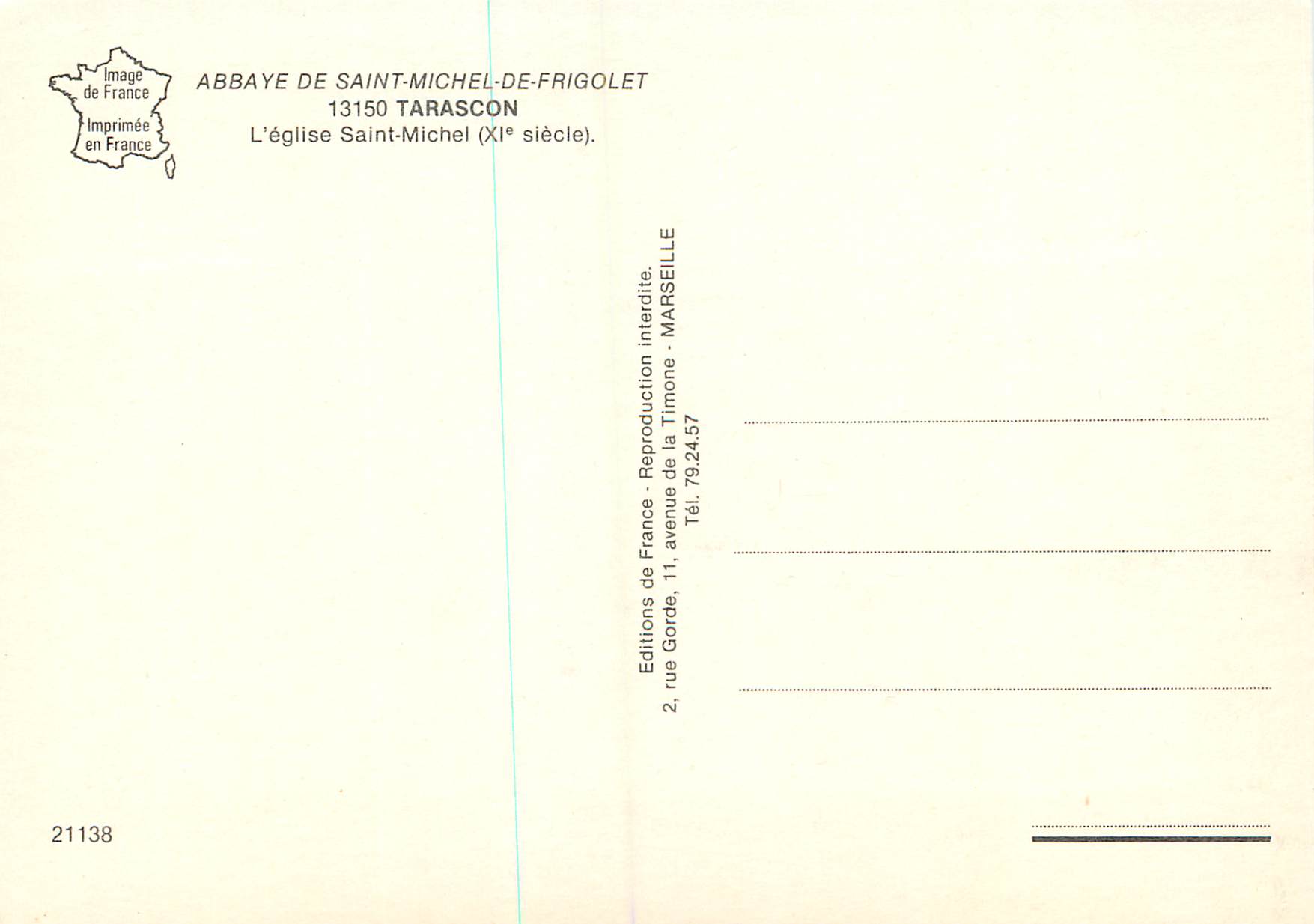 Abbaye de Saint-Michel-de-Frigolet — Église Saint-Michel — Éditions de France — Verso