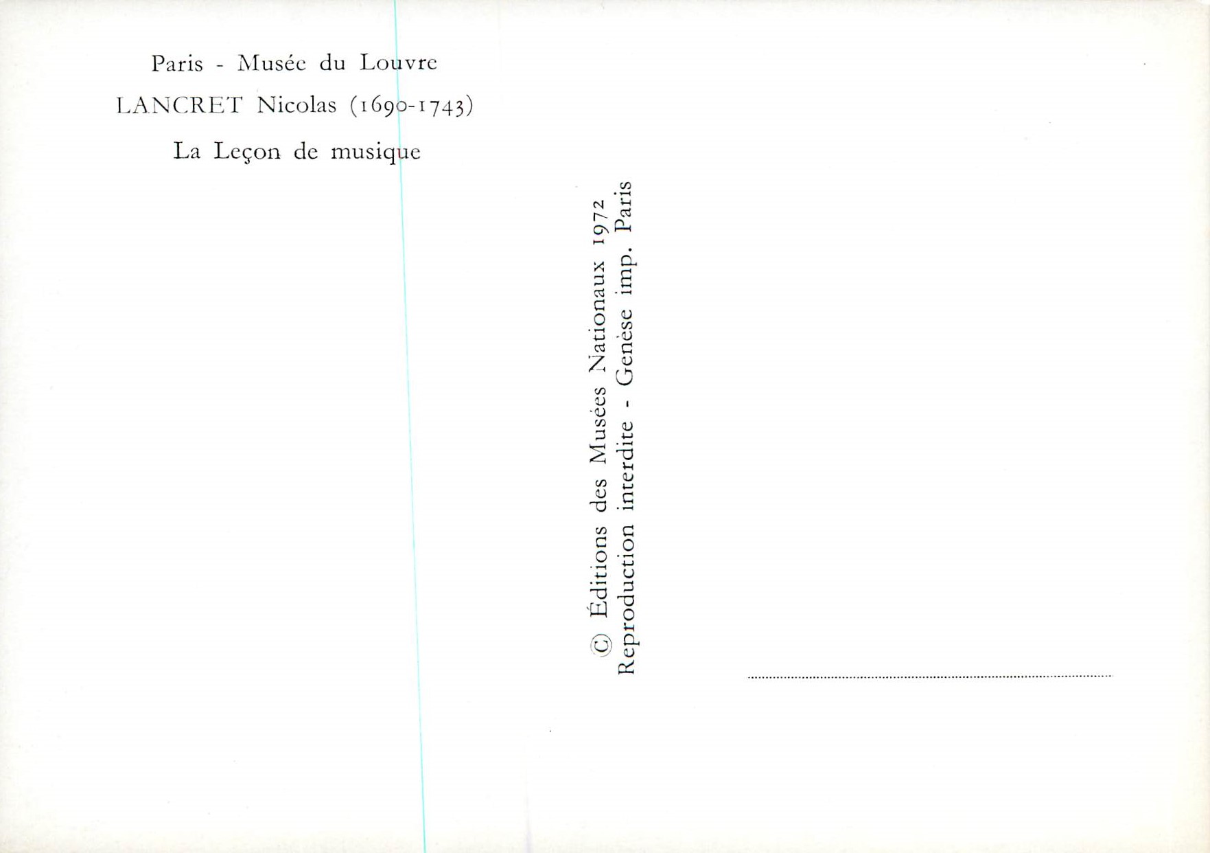 CPM Paris Musee du Louvre Lancret Nicolas (1690 1743) la Lecon de Musique — Rückseite