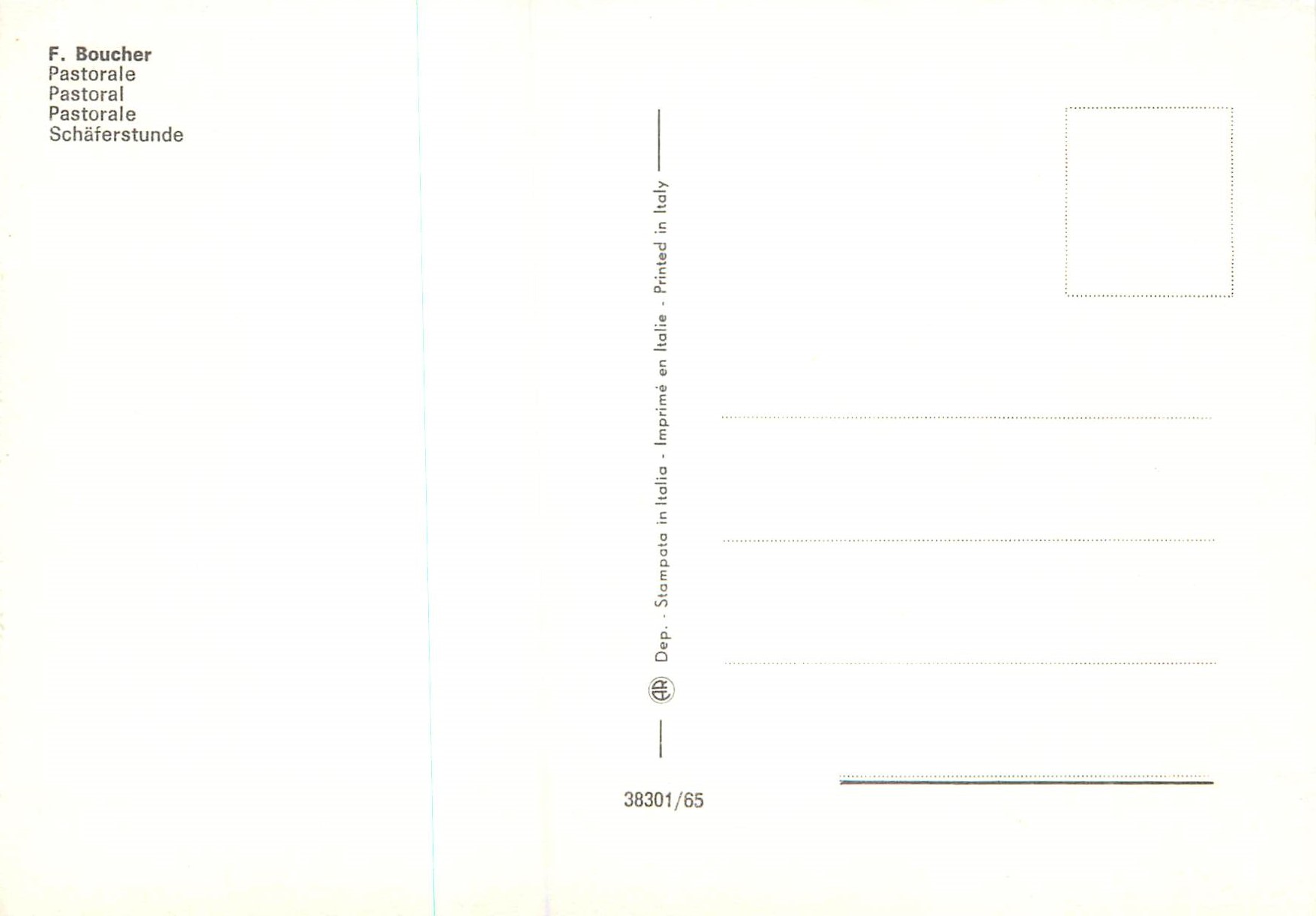 CPM F Boucher Pastorale — Verso