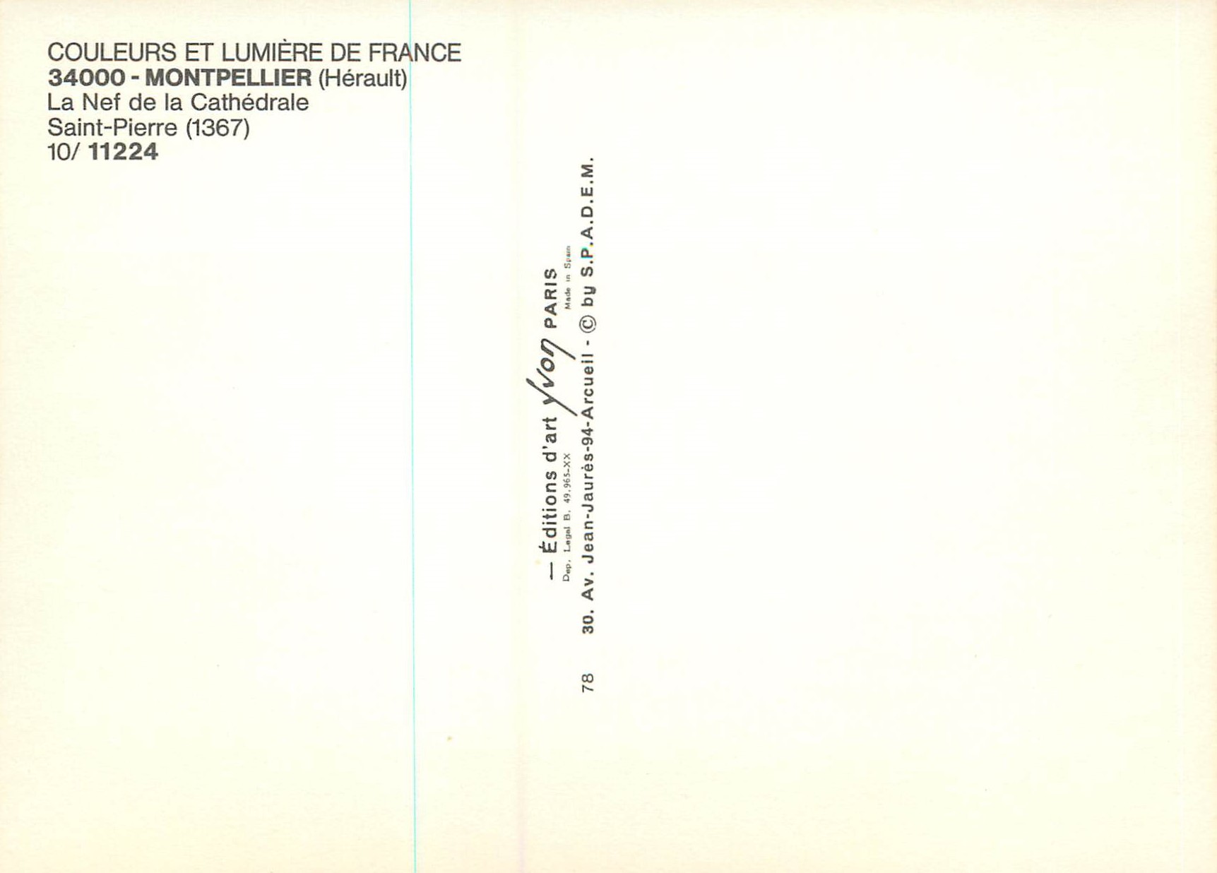 La Nef de la Cathédrale Saint-Pierre — Montpellier (Hérault) — Éditions d'art Jean-Jaurès-94 — Reverso