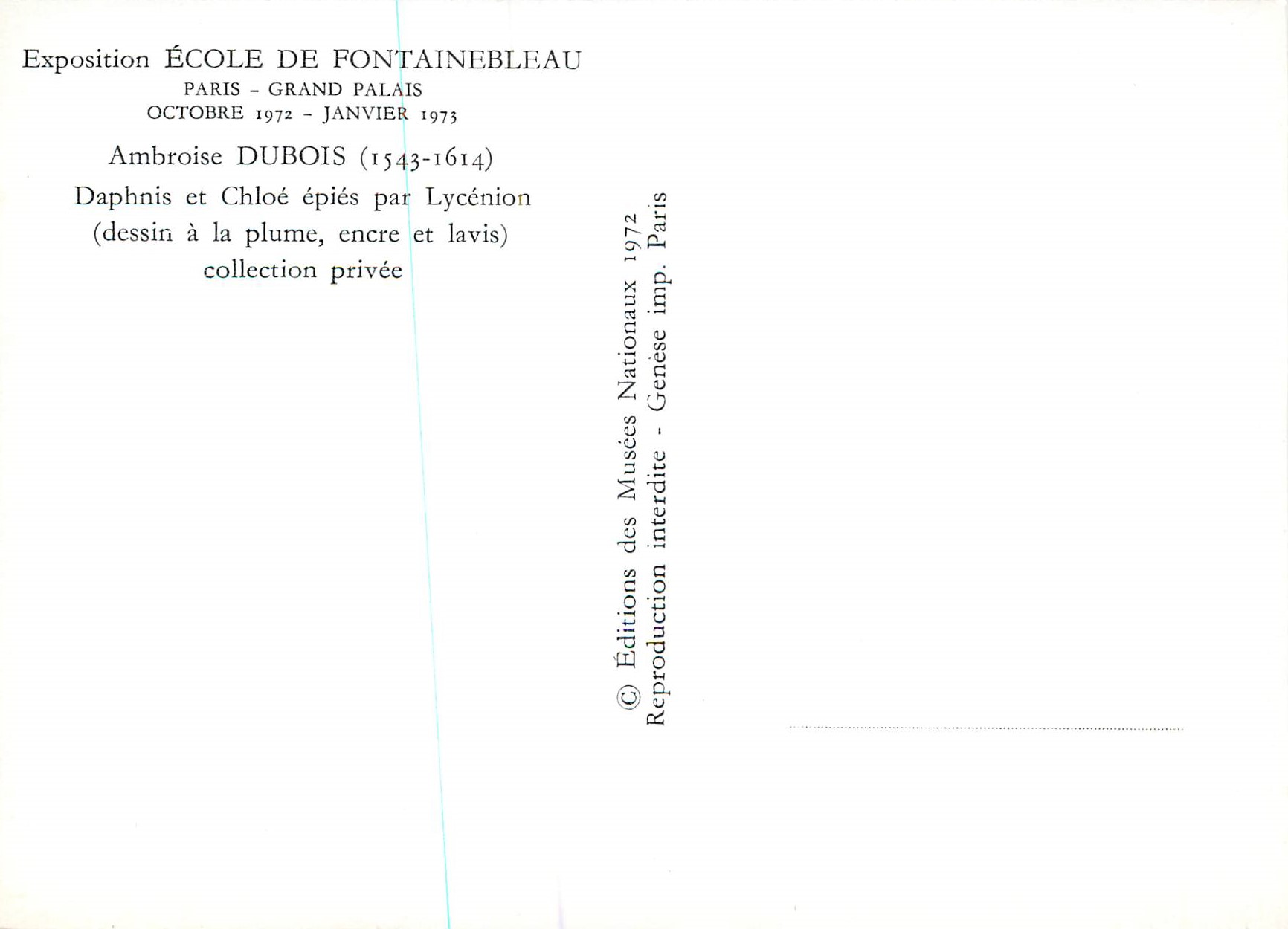 CPM Paris Grand Palais Exposition Ecole de Fontainebleau Ambroise Dubois (1543 1614) — Rückseite