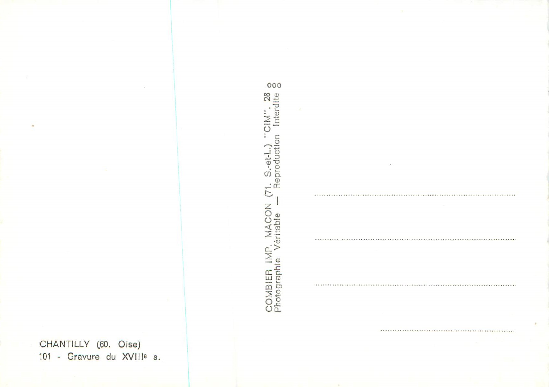 CPM Chantilly (Oise) Gravure du XVIIIe s — Verso