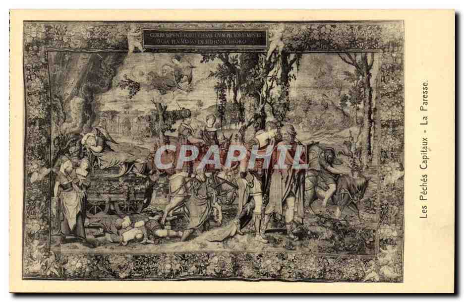 Les Pêchés Capitiaux - La Paresse — gravure de tapisserie — éditeur non visible