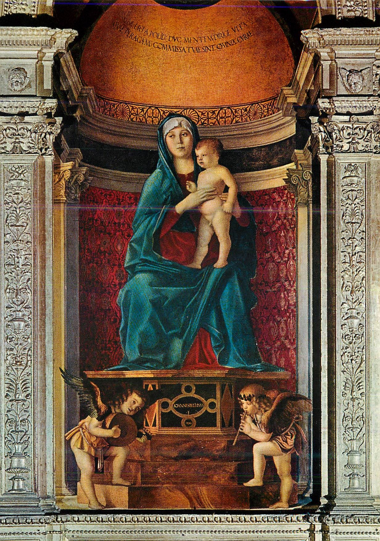 CPM Venezia Basilica dei Frari (G Bellini 1488) Madonna col Bambino e Angeli musicanti (Particolare del celebre Trittico