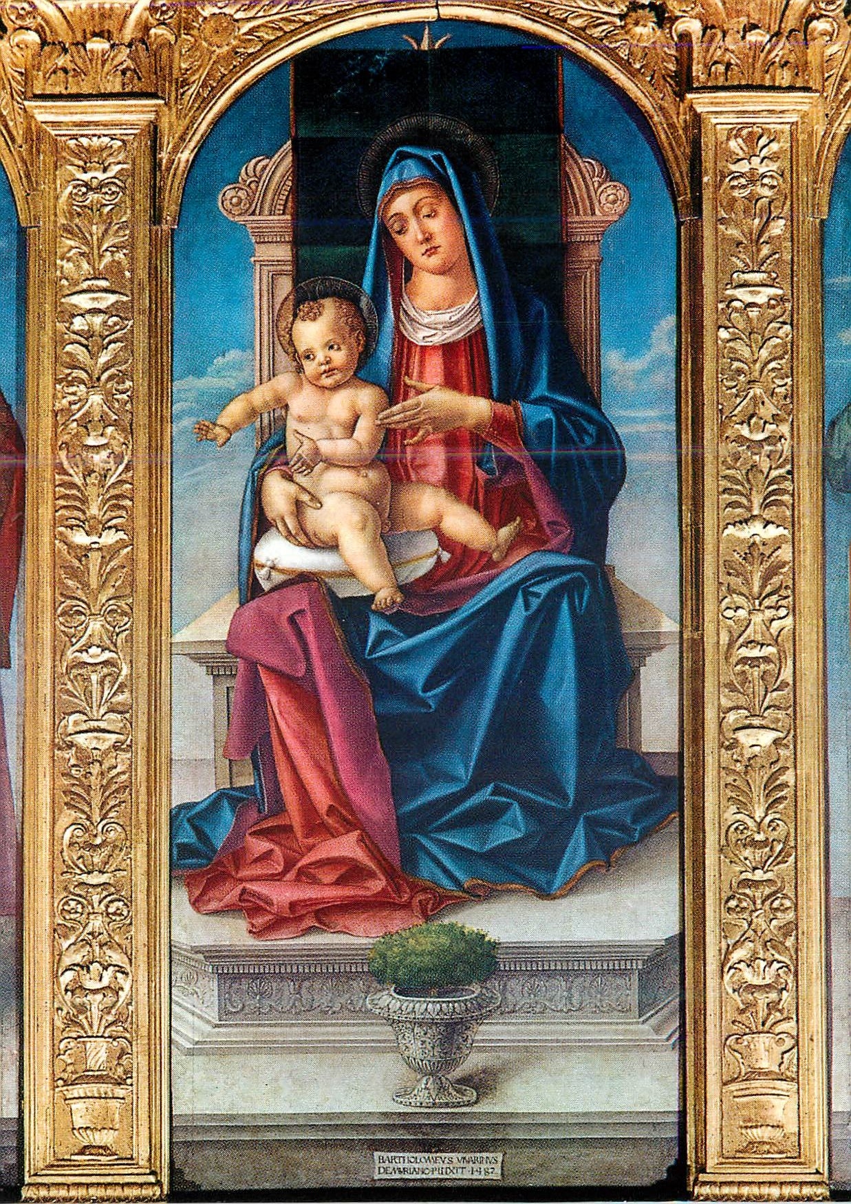 CPM Venezia Basilica S M Gloriosa dei Frari (Bartol Vivarini 1484) Trittico Particolare con la Madonna delia Salute