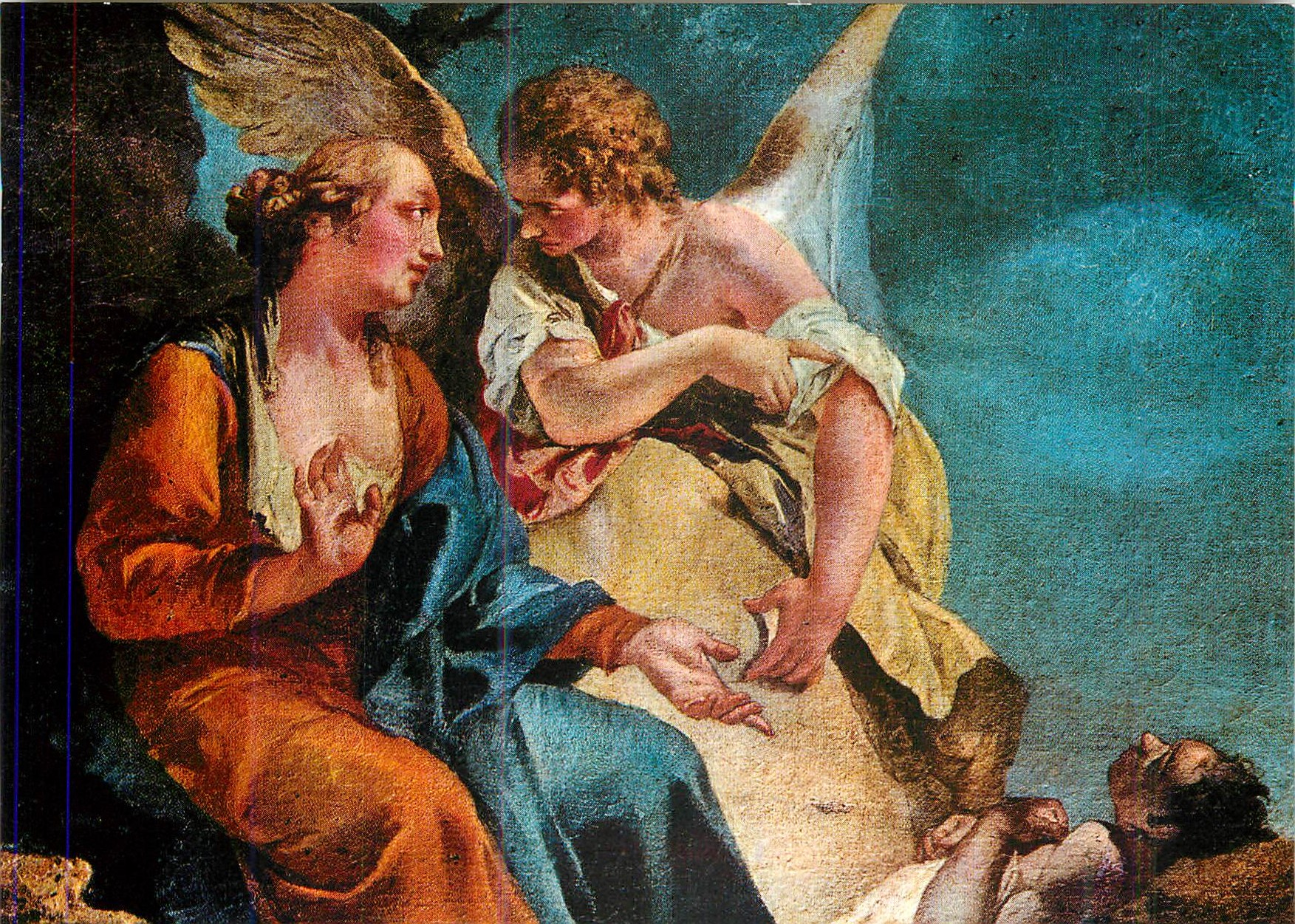 CPM Venezia Basilica S M Gloriosa dei Frari (Giambattista Pittoni disc del Tiepolo 1587) Agar nel deserto
