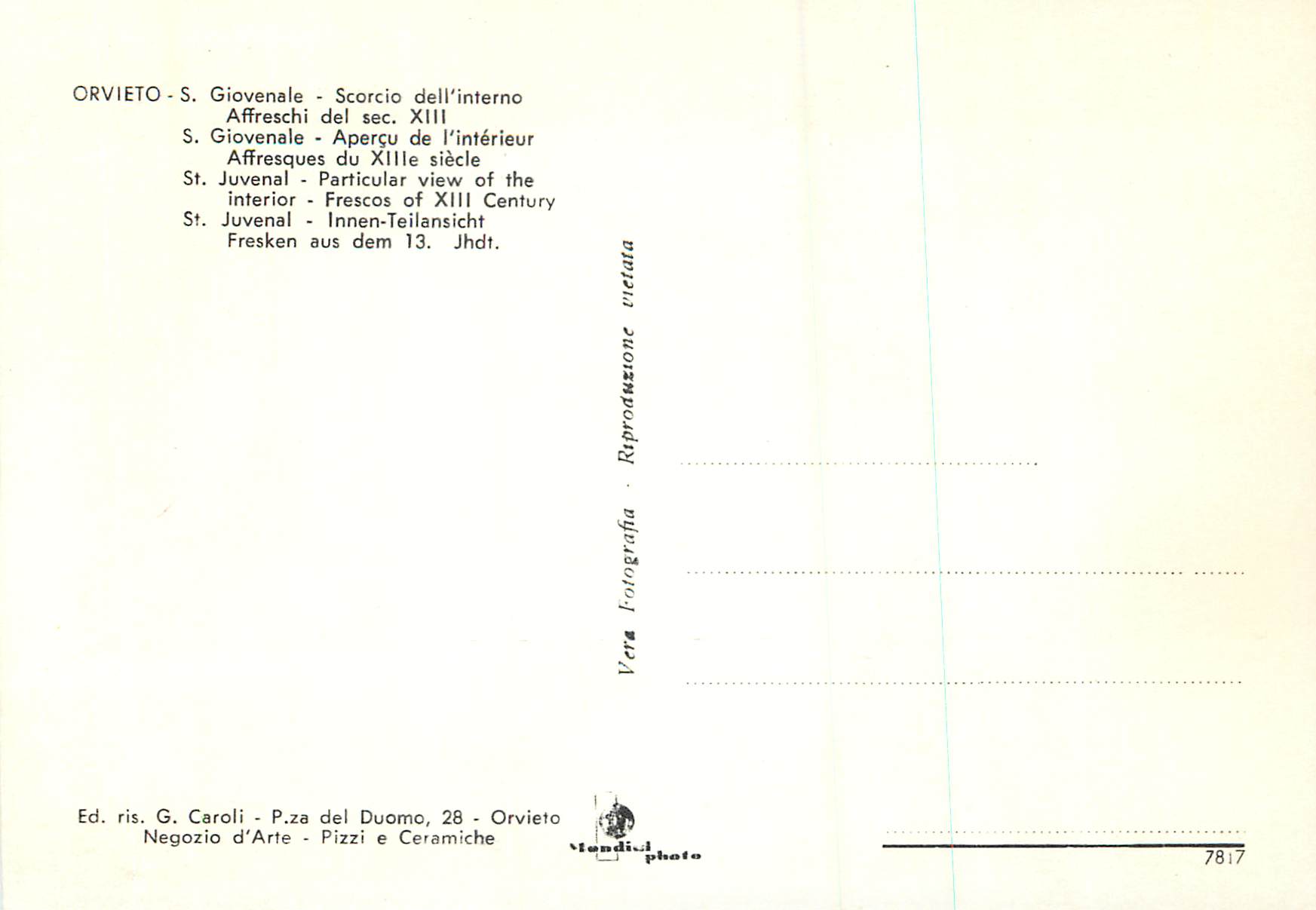 Orvieto - S. Giovenale - Intérieur avec fresques du XIIIe siècle — Mandici photo, n° 7817 — Verso