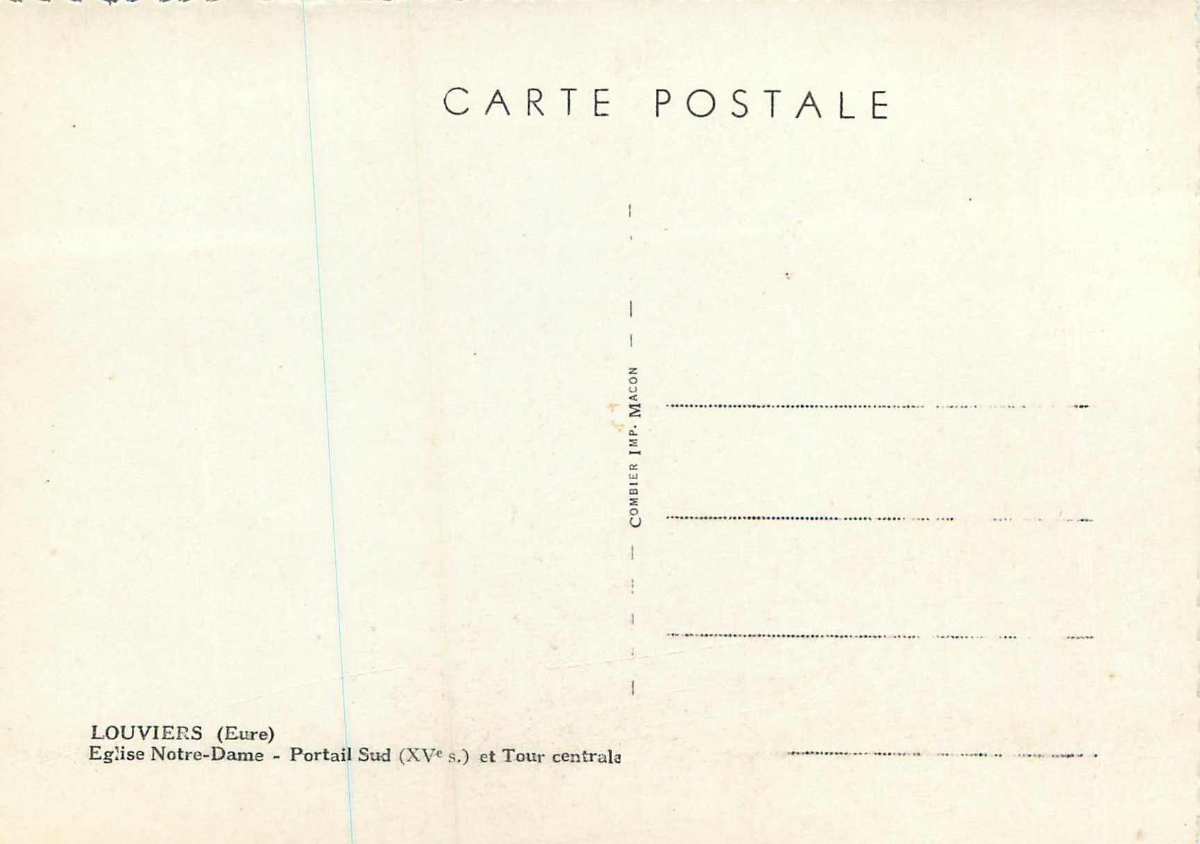 CPM Louviers (Eure) Eglise Notre Dame Portail Sud (XVe s) et Tour centrale — Rückseite