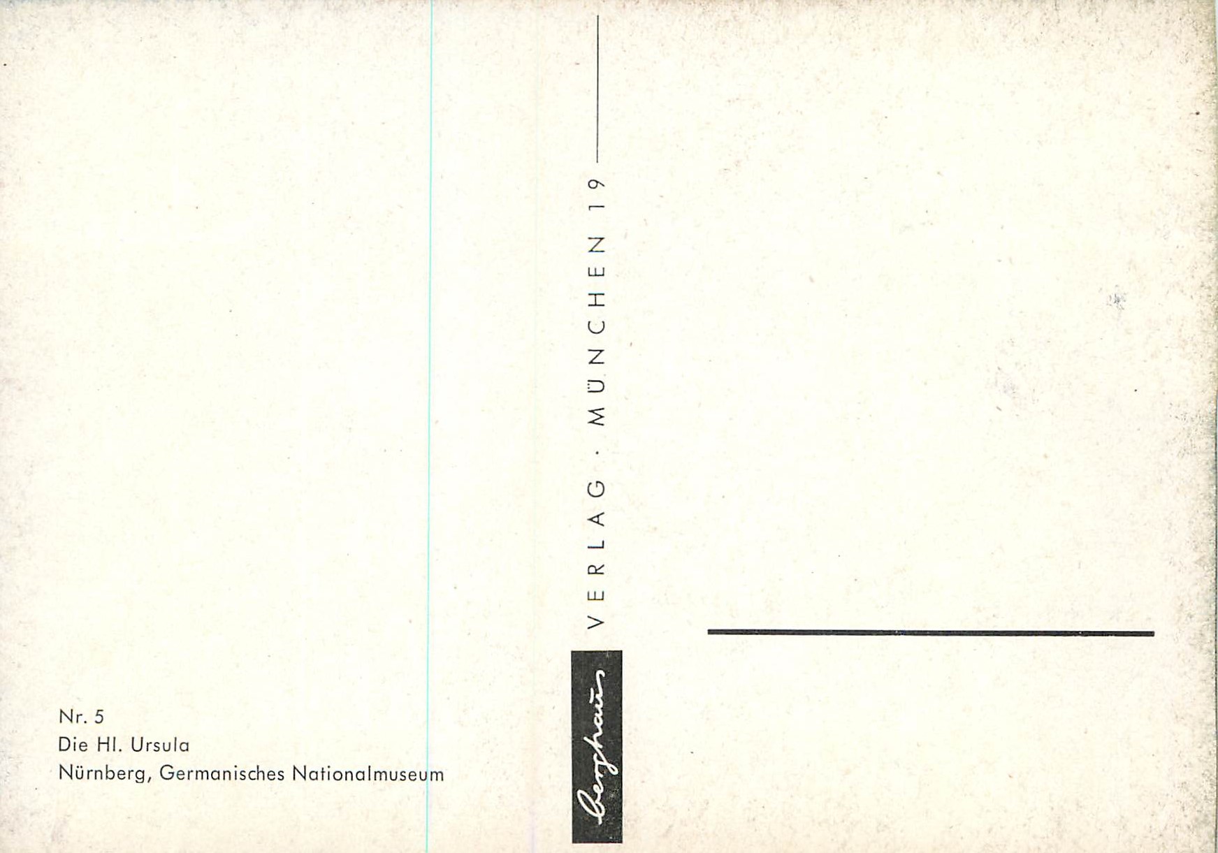 CPM Die Hl Ursula Nurnberg Germanisches Nationalmuseum — Verso