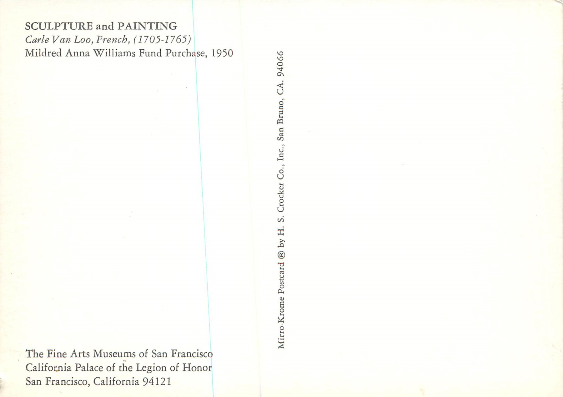 CPM Sculpture and Painting Carle Van Loo French (1705 1765) Mildred Anna Williams Fund Purchase 1950 — Verso