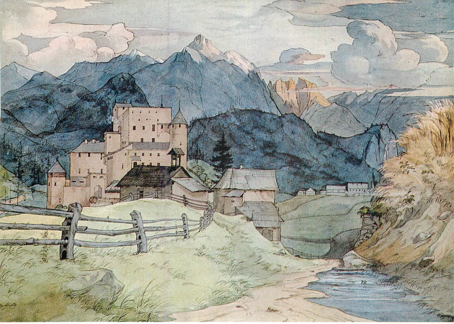 CPM Ernst Ferdinand Oehme Dersden 1797 1855 Burg Nauderberg in Tirol Aquarell Uber Feder und Bleistilf auf weibem Papier