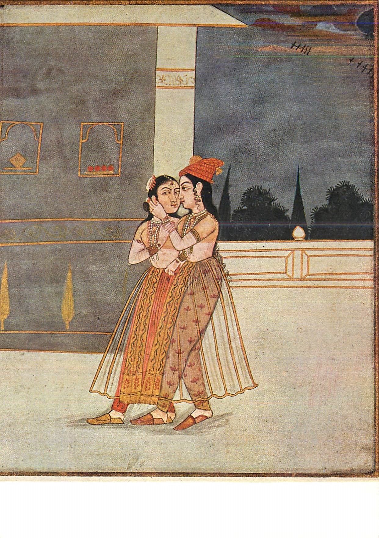 CPM Manuscrit Indou XVIII siecle Couple se promenant sur une terrasse Musee Guimet Paris