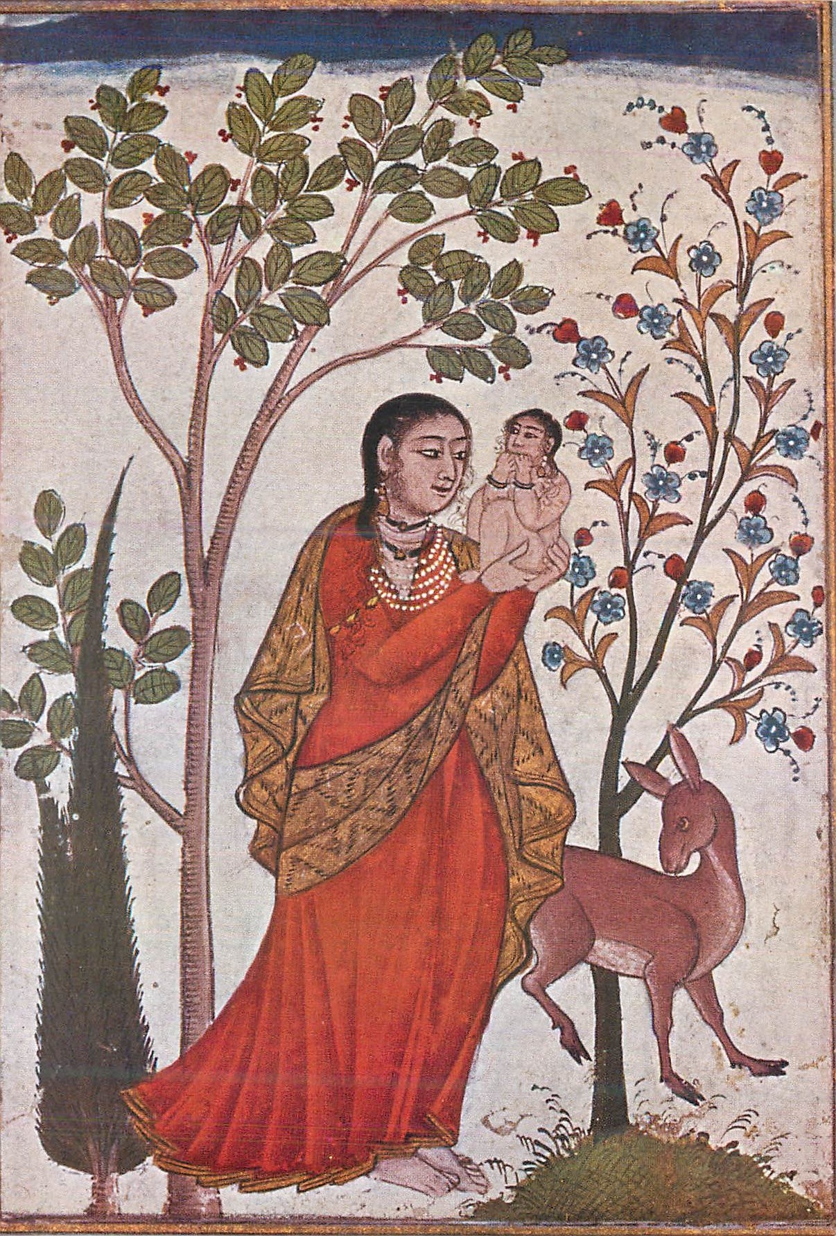 CPM Manuscrit Indou XVIII siecle Femme tenant un enfant Musee Guimet Paris Musee Guimet Paris