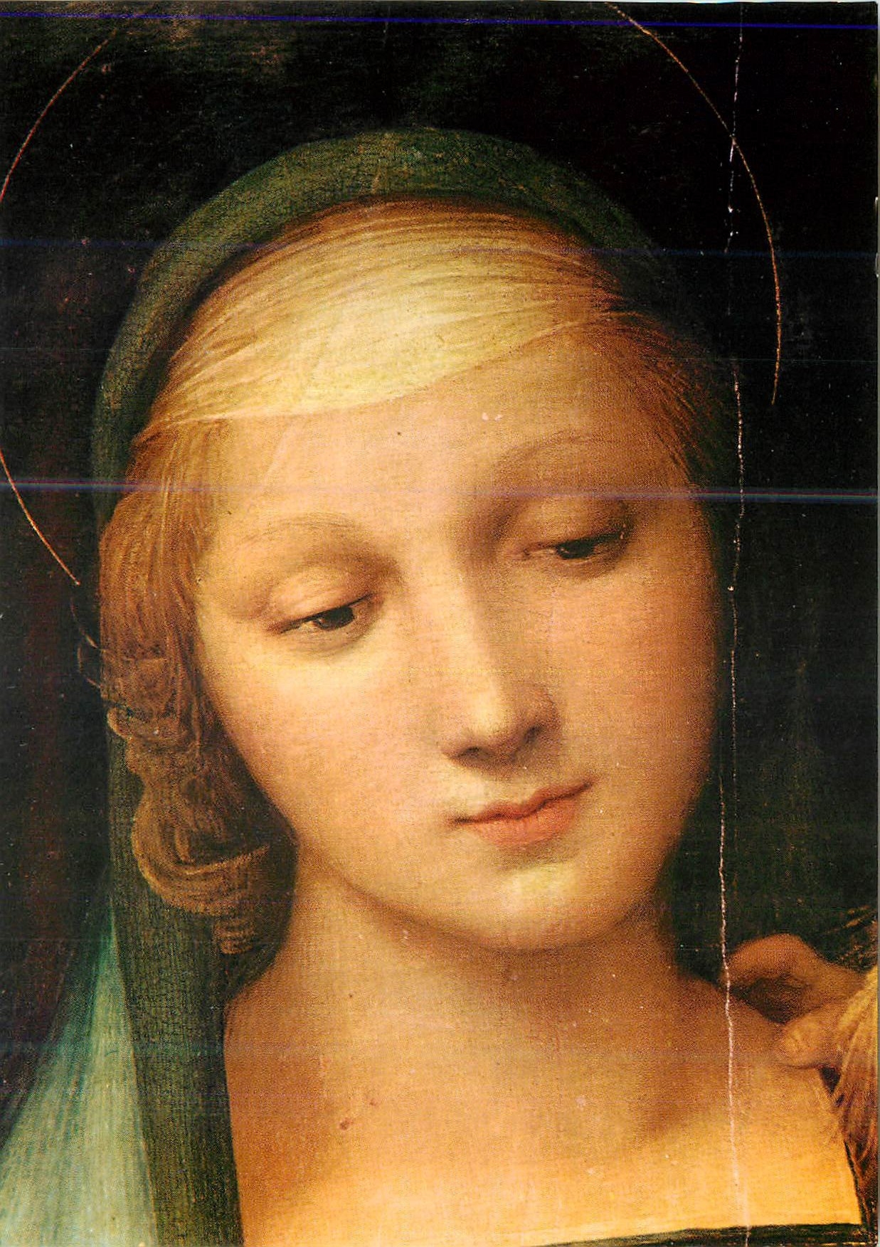 CPM Firenze Galleria Pitti Raffaello (Raffaello Satuno o Santi) Urbino 1483 Roma 1520 Madona du Grand Duc (Detail)
