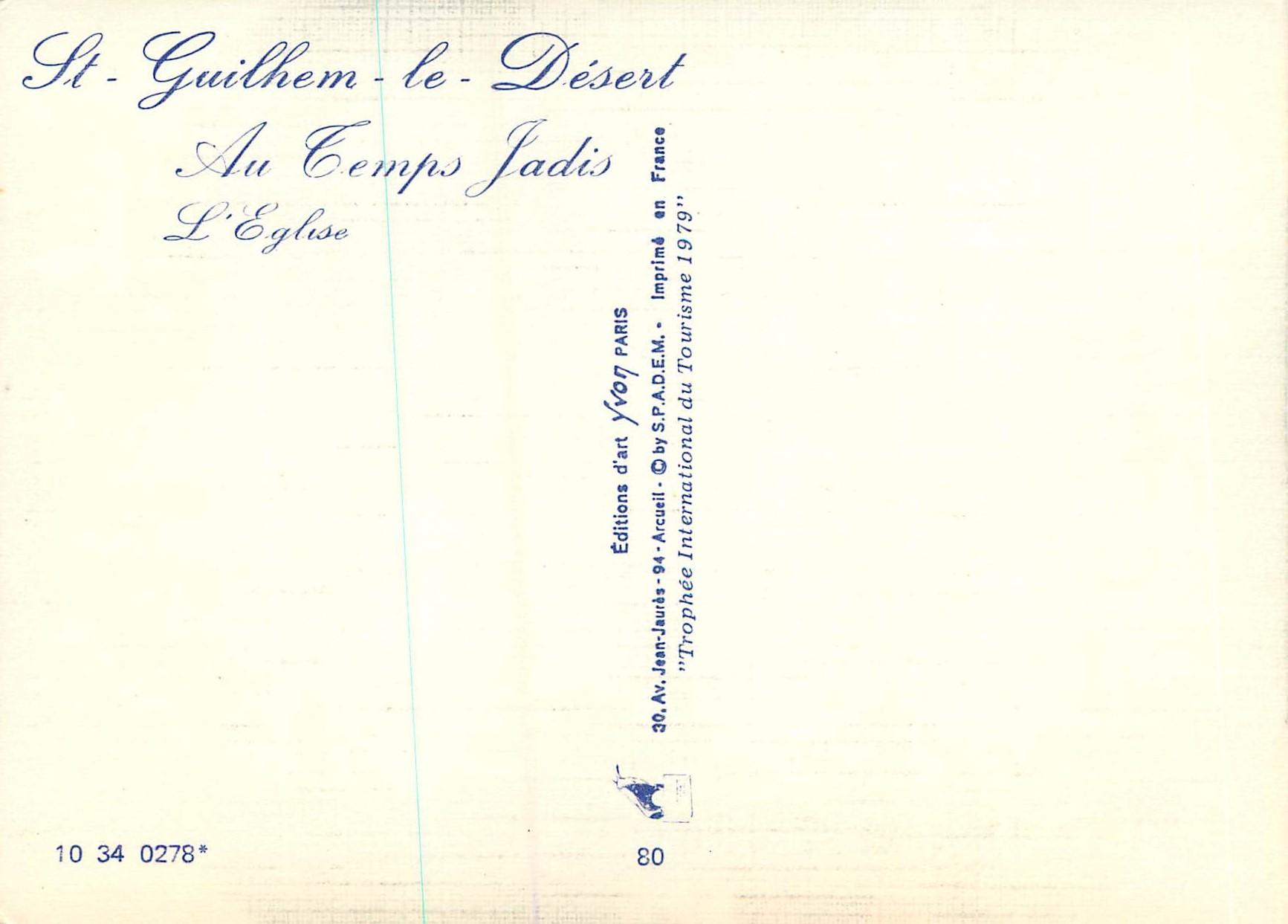 CPM St Guilhem le Desert Au Temps Jadis L'Eglise — Rückseite