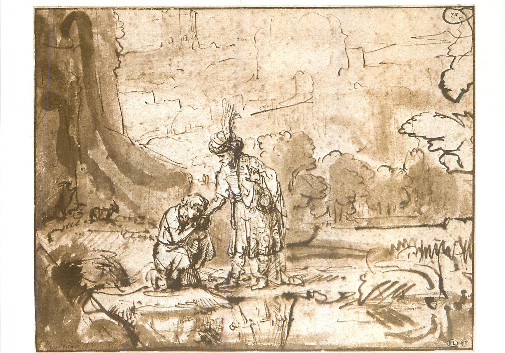 CPM Musee du Louvre Fevrier Avril 1970 David et Jonathan Exposition Rembrandt et son temps Dessins des collections publi