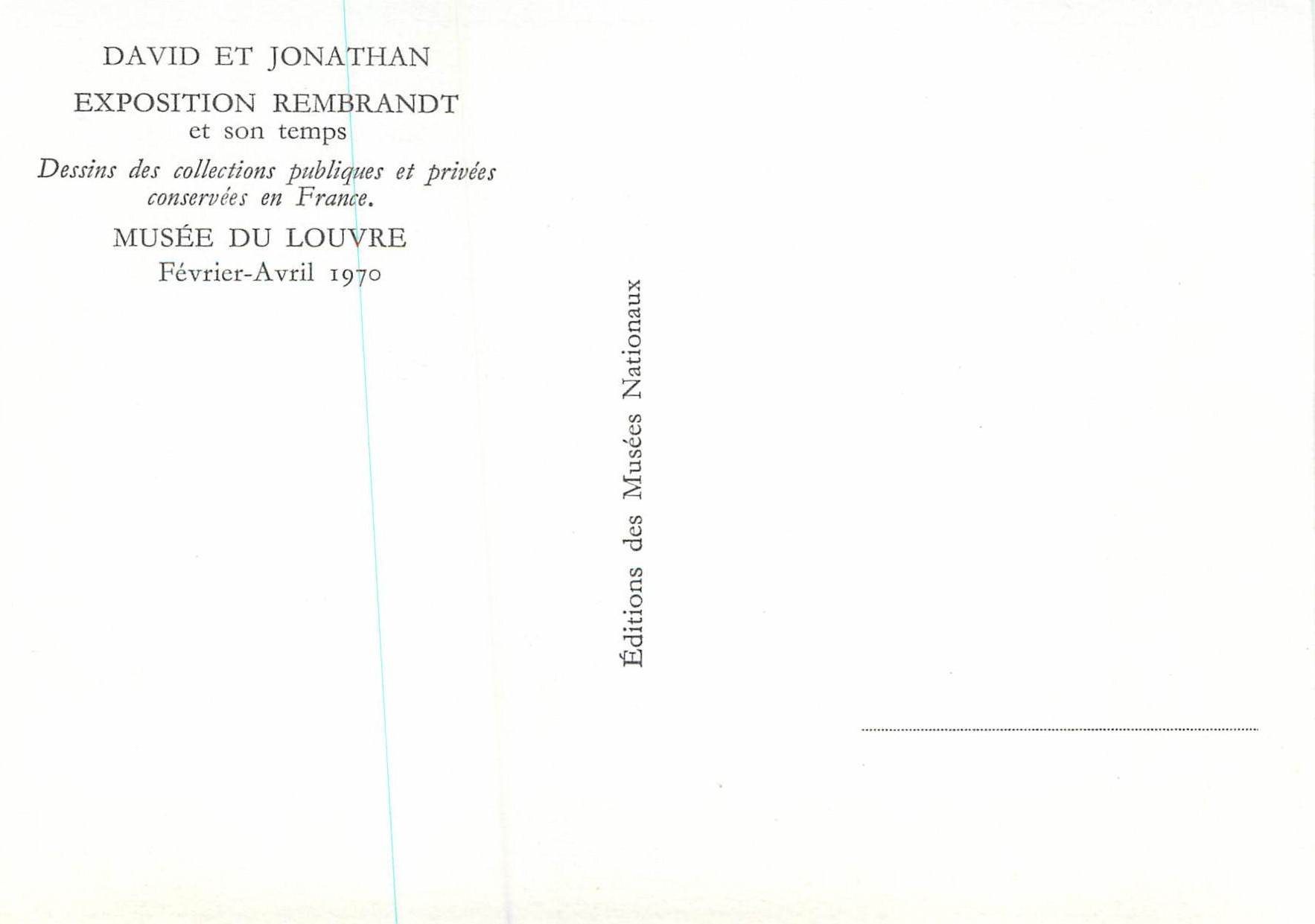 CPM Musee du Louvre Fevrier Avril 1970 David et Jonathan Exposition Rembrandt et son temps Dessins des collections publi — Rückseite
