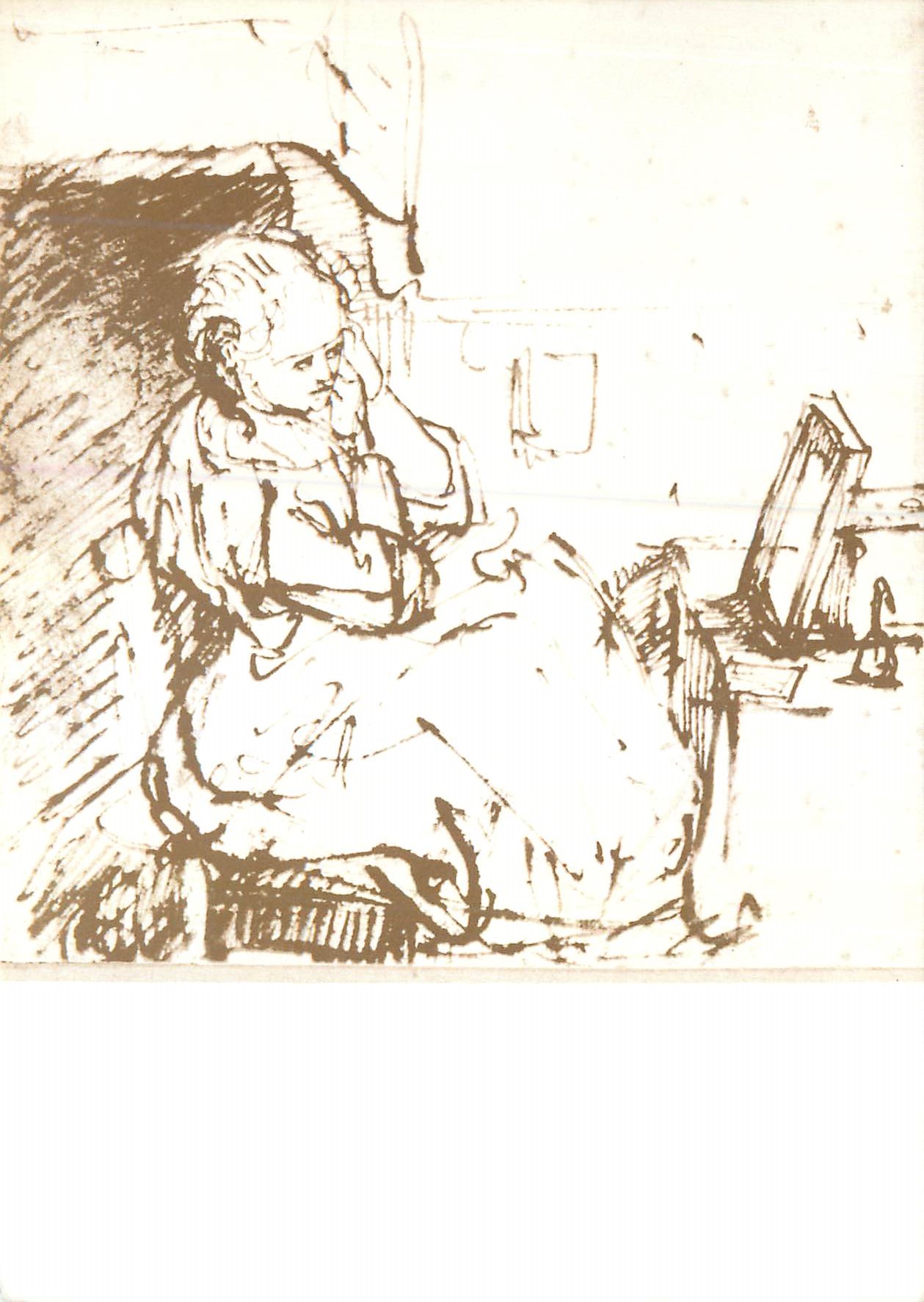 CPM Rembrandt van Rijin 1606 1669 Saskia devant sa coiffeuse Plume et lavis Pen en lavis Musee Royaux des Beaux Arts de 