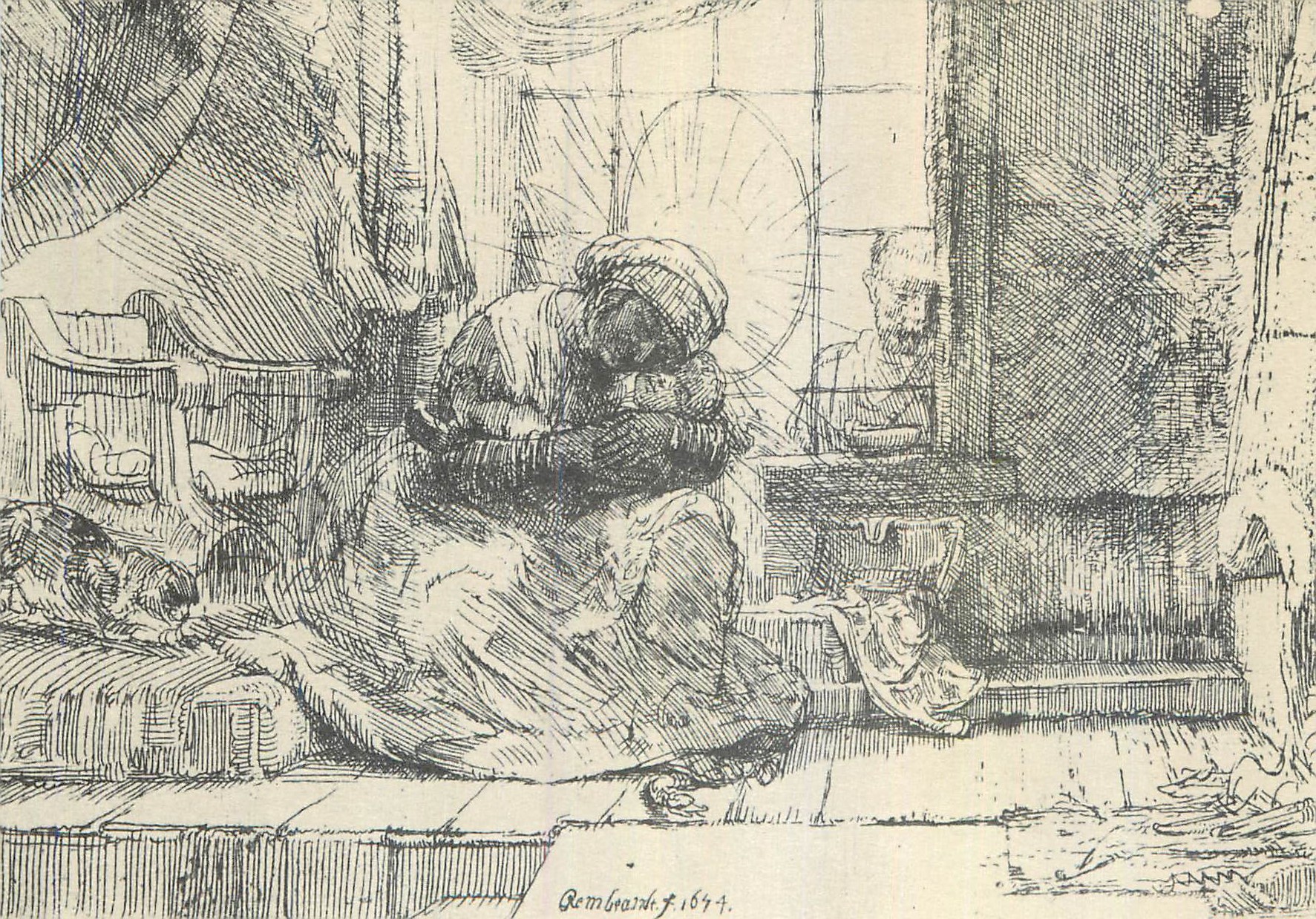 CPM Musee du Louvre Paris La Sainte Famille eau forte 1854 Exposition Rembrandt Les plus belles eaux fortes choisies dan