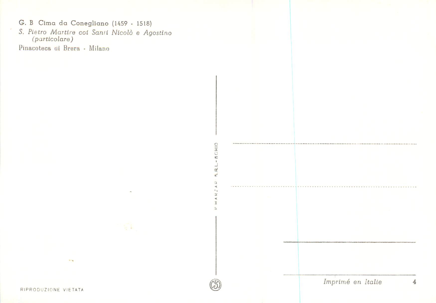 CPM Milano GB Cima da Conegliano (1459 1518) S Petra Martire cof Santi Nicolo e Agostino (particolare) — Verso