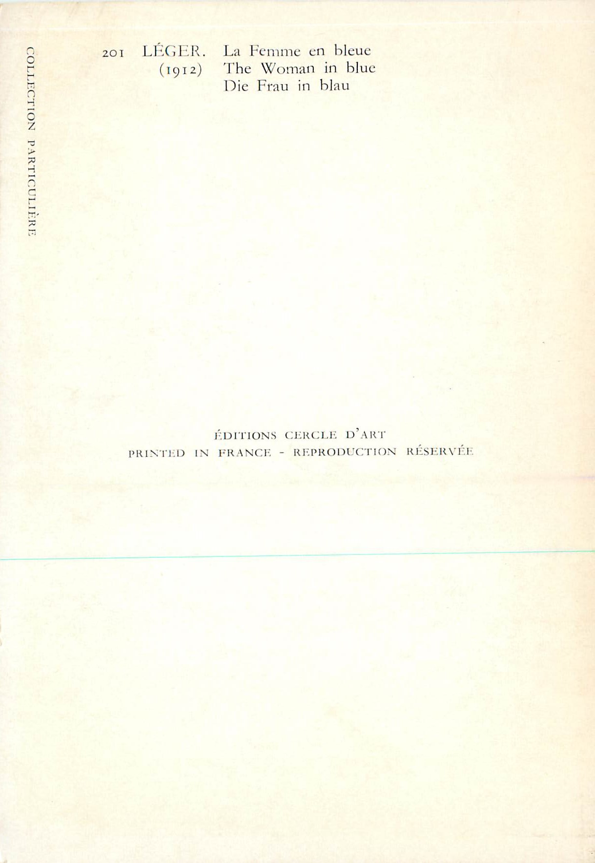 CPM Leger La Femme en bleue (1912) — Verso