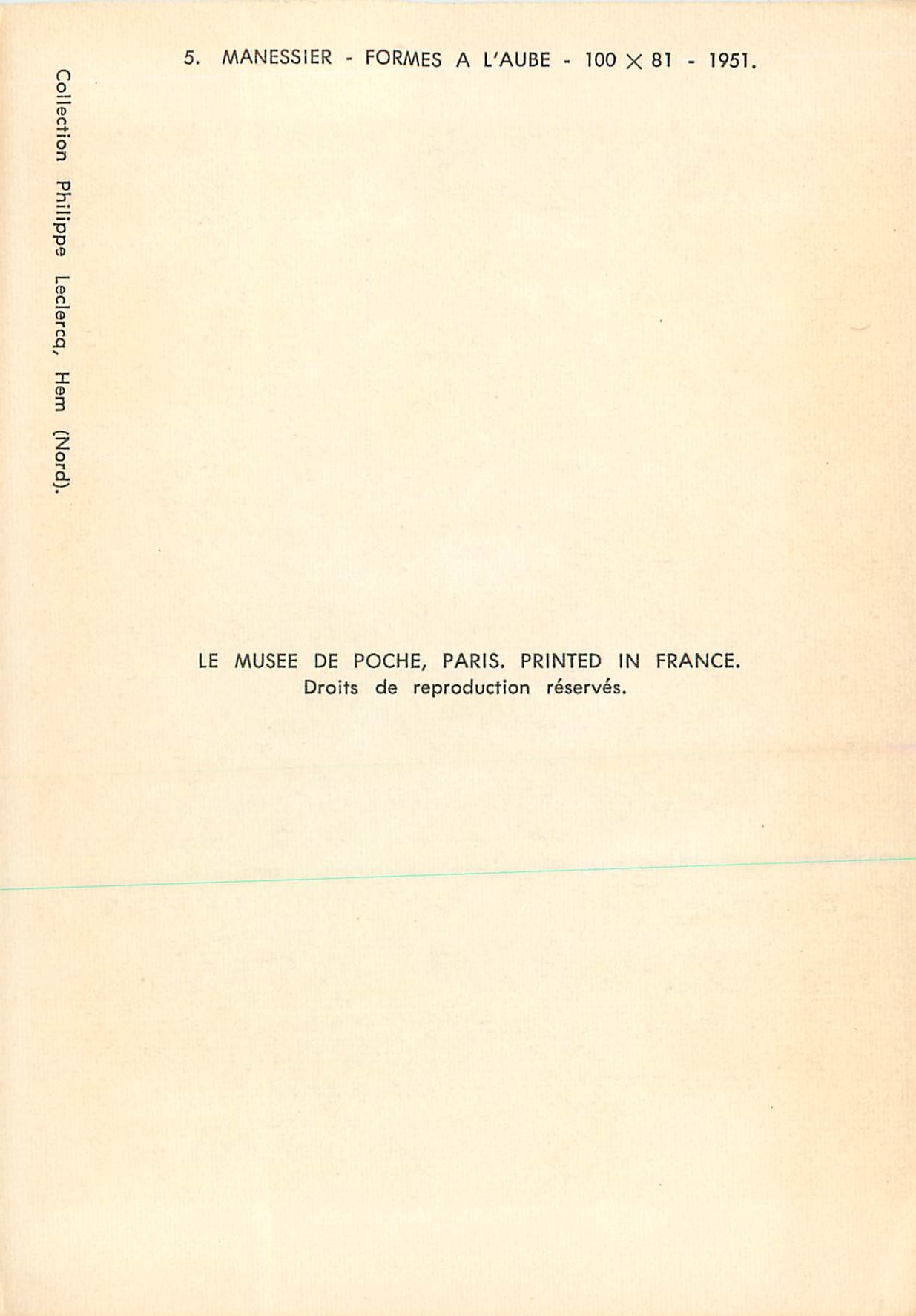 CPM Manessier Formes a L'aube 1951 — Verso