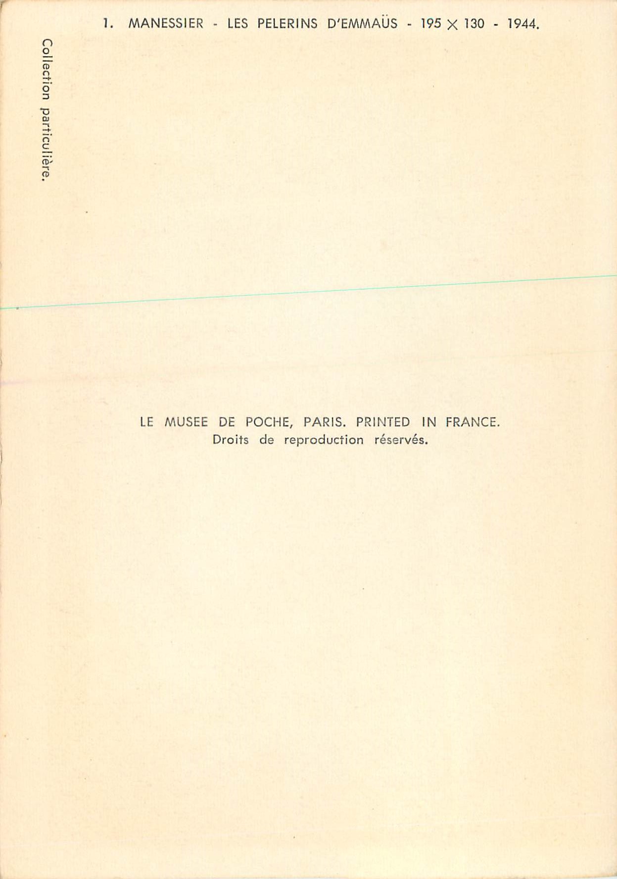 CPM Manessier Les Pelerins d'Emmaus 1944 — Verso