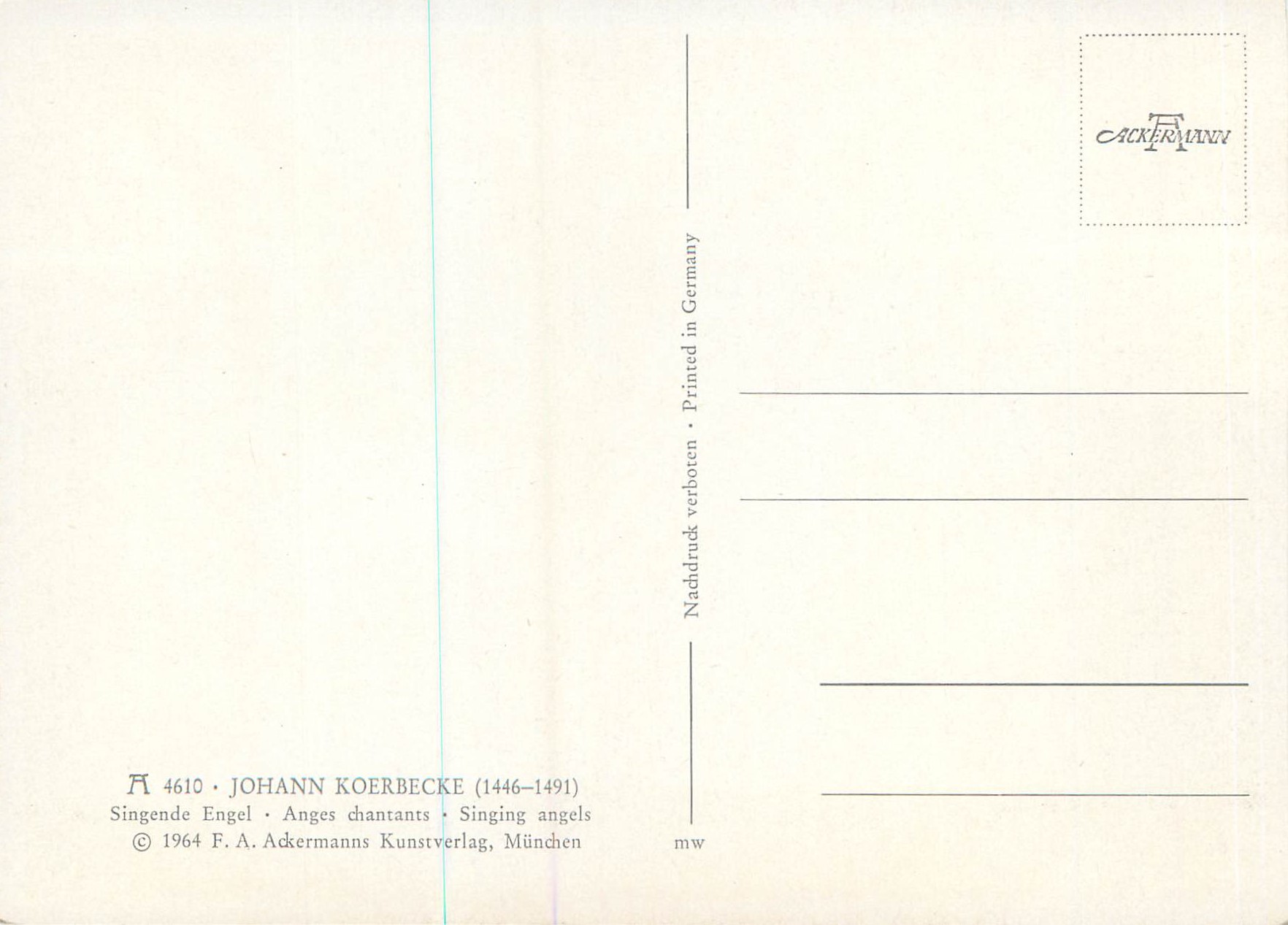 CPM Johann Koerbecke (1446 1491) Singende Engel Anges chantants Singing angels — Verso