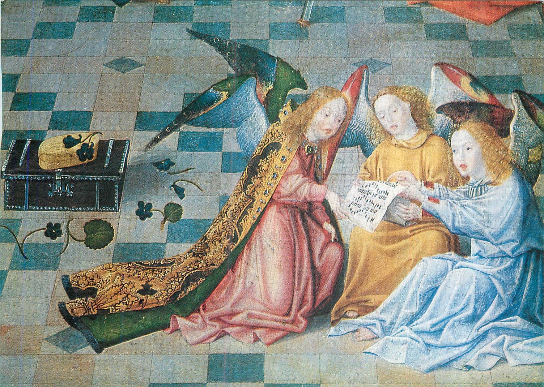 CPM Paris Louvre Ausschnitt mit Engeln Detail avec anges Maltre de la St Parente