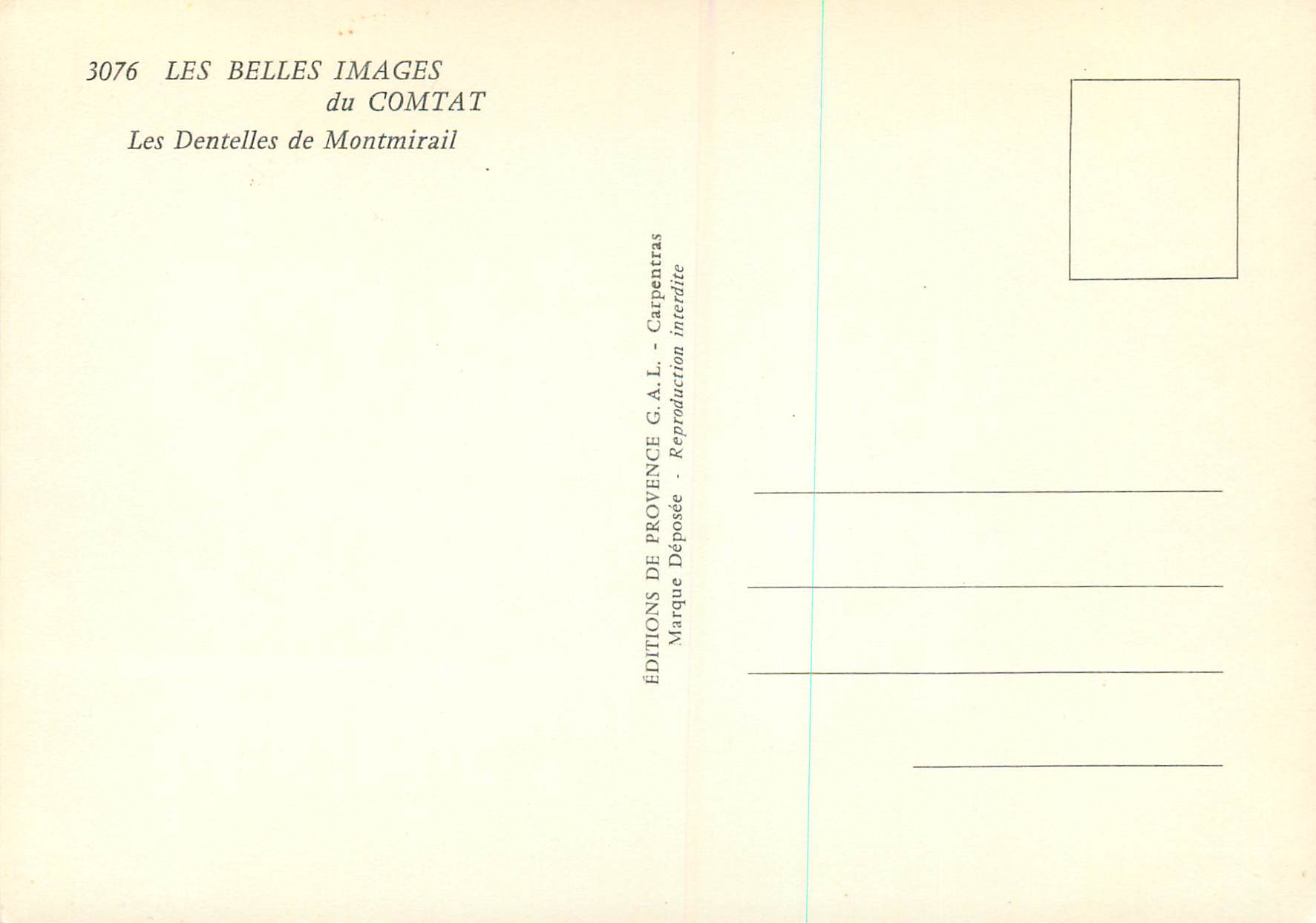CPM Les Belles Images du Comtat Les Dentelles de Montmirail — Back