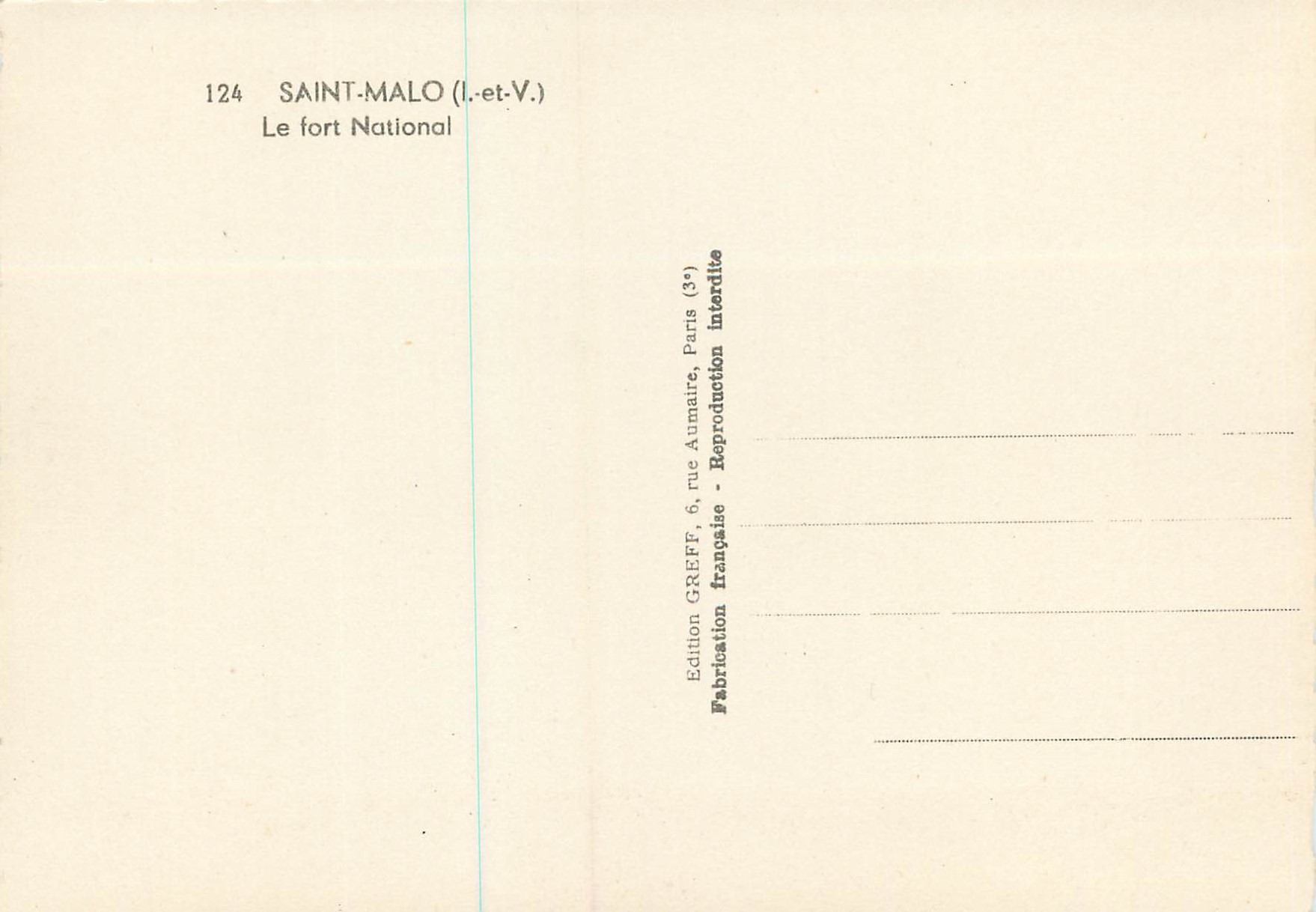 Saint-Malo (Il-et-V.) — Le fort National — Édition GREFF — Reverso