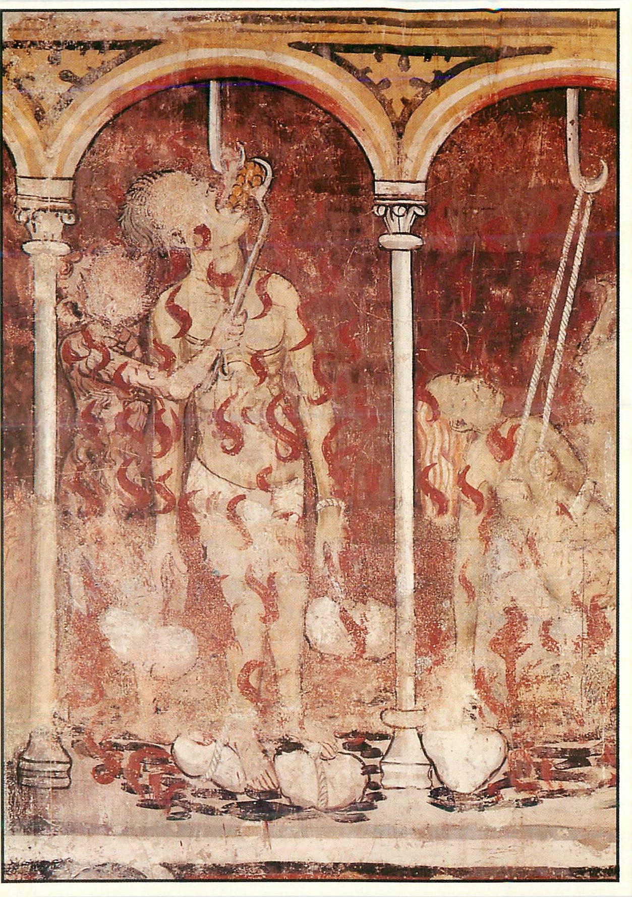Fresques de Notre-Dame du Bourg XIIe à Digne — Les Sept péchés capitaux et leur châtiment — Pierre RICOU, Collection 1984