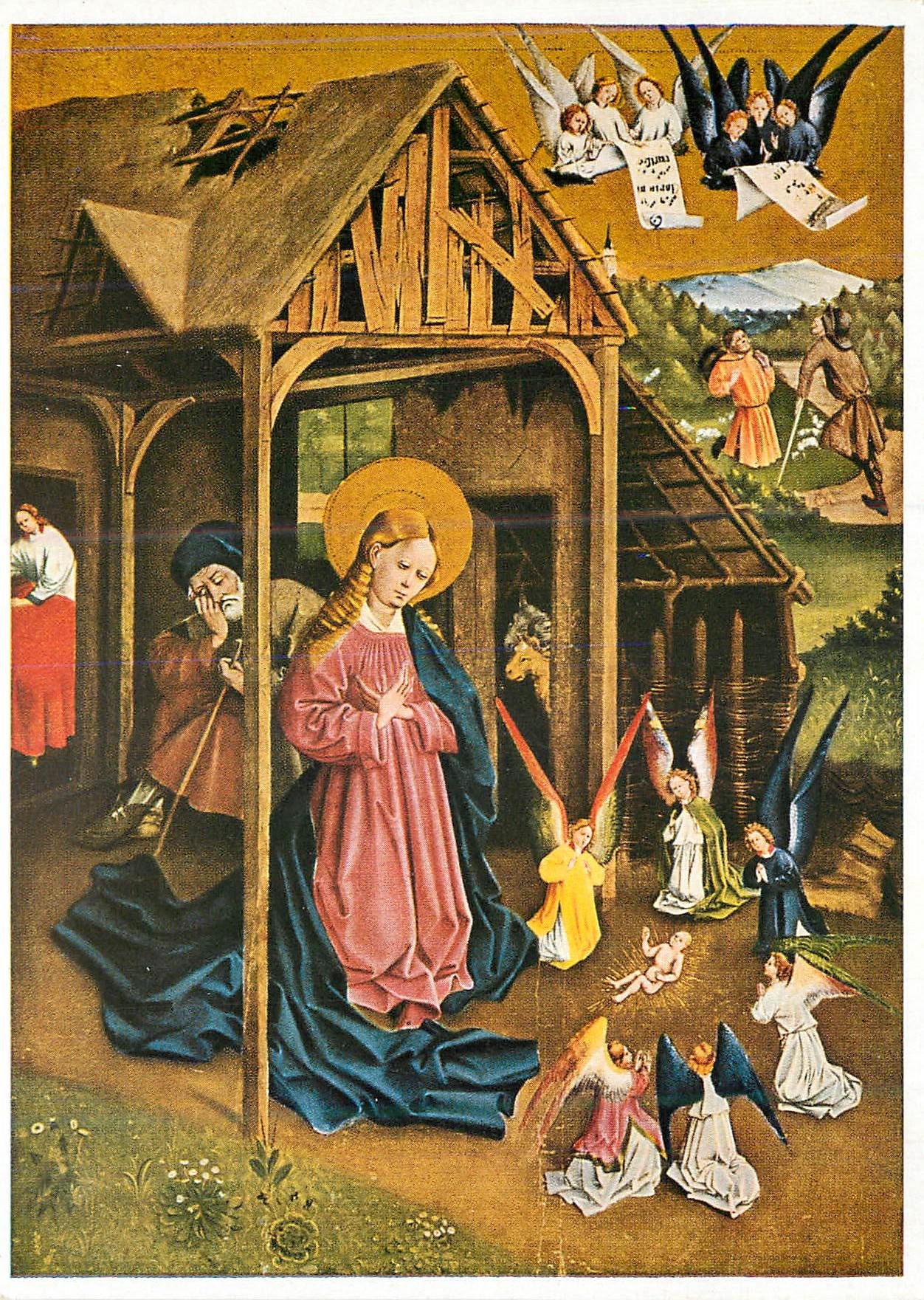 CPM Bruckmanns Bildkarte Johan Koerbecke Anbetung des Kindes Innenflugel des Marienfelder Altars (Nurnberg Germunisches 