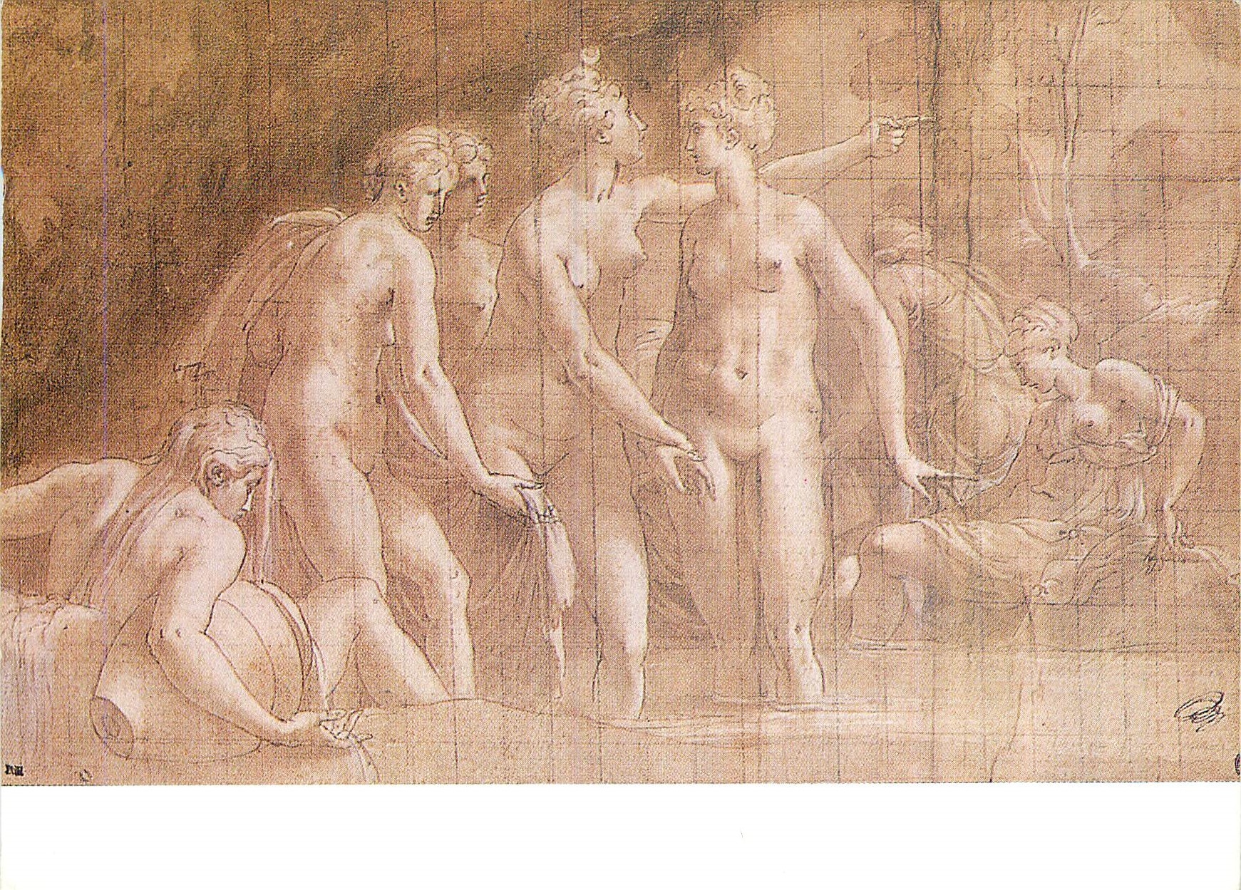 CPM Paris Musee du Louvre Cabinet des Dessins Francesco Primatice (1504 1570) Diane au bain (dessin a la plume encre et 