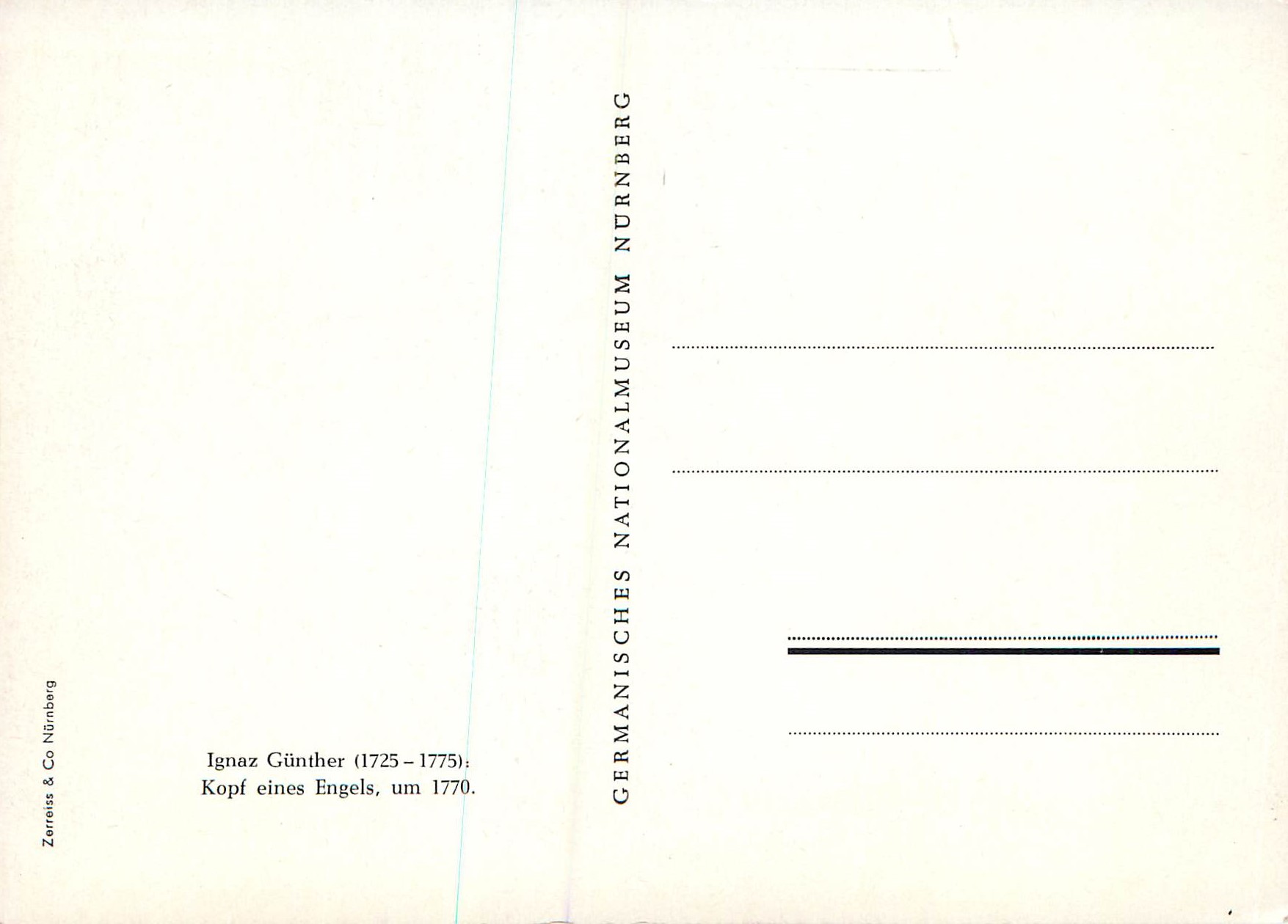 CPM Ignaz Gunther (1725 1775) Kpf eines Engeis — Verso
