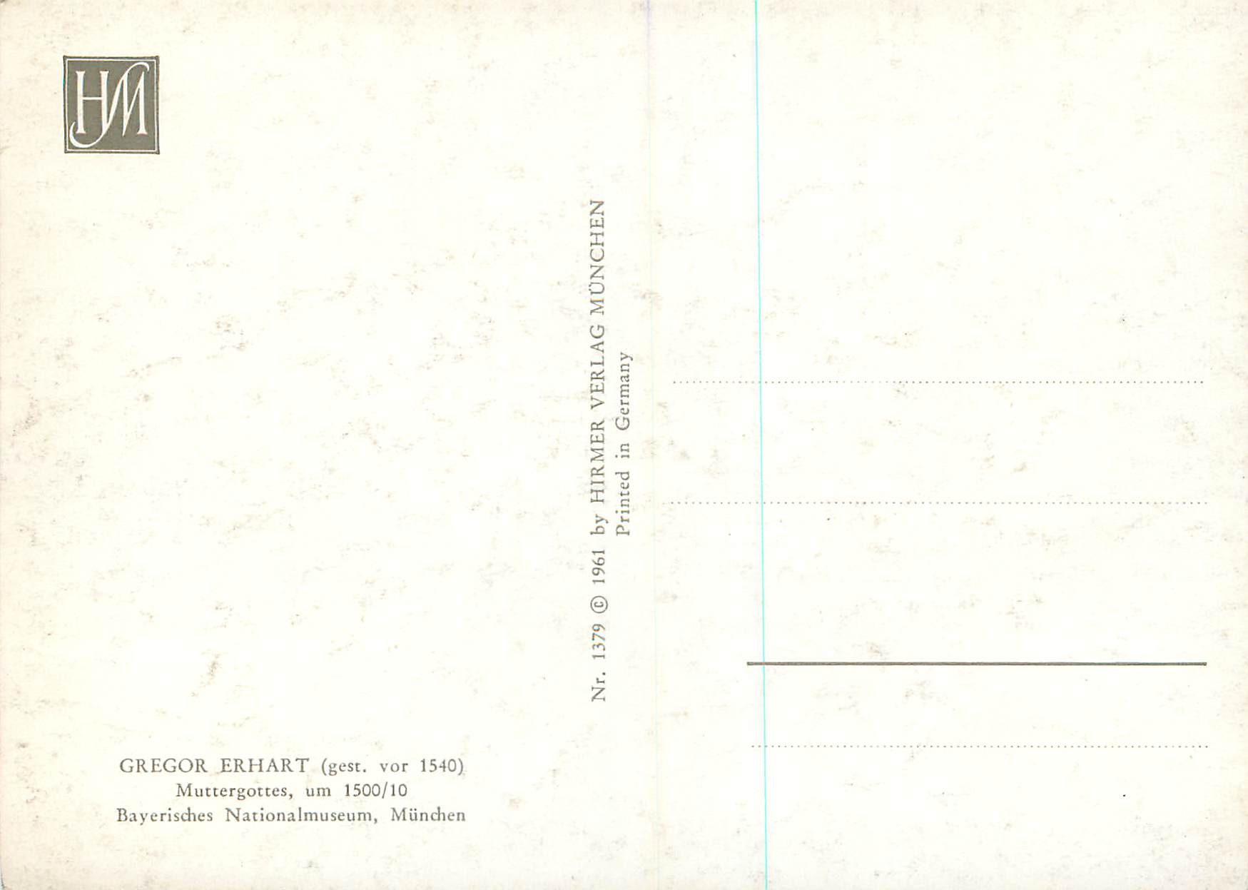CPM Gregor Erhart (gest vor 1540) Muttergottes um 1500 Bayerisches Nationalmuscum Munchen — Back