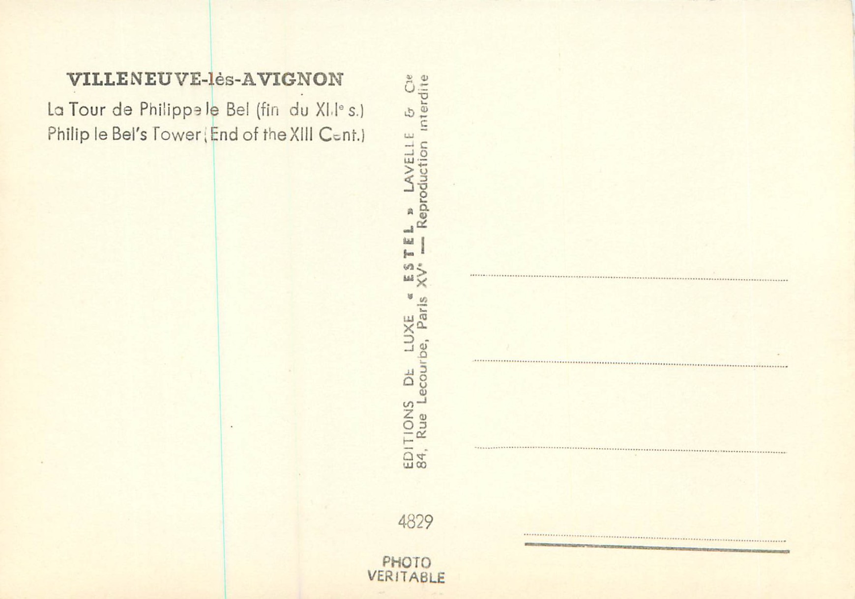 CPM Villeneuve les Avignon (Gard) La Tour Philippe le Bel (fin du XIIe s) — Verso