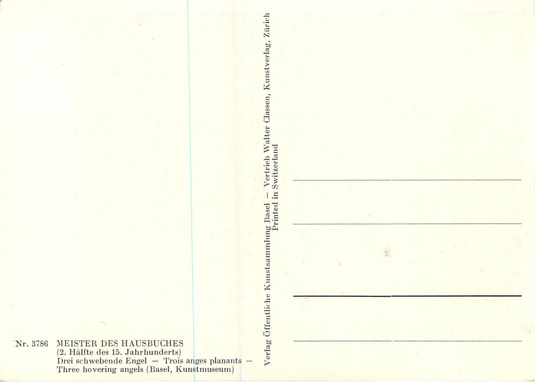 CPM Meinster Des Hausbuches (Hallte des 15 Jahrhunderts Trois anges planants) — Rückseite