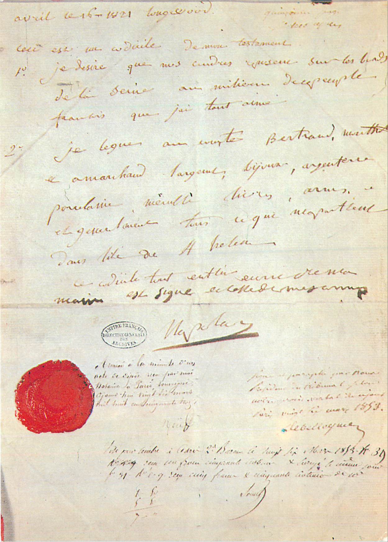 CPM Paris Musee de l'Histoire de France Archives Nationales Testament de Napoleon 1er (16 avril 1821)