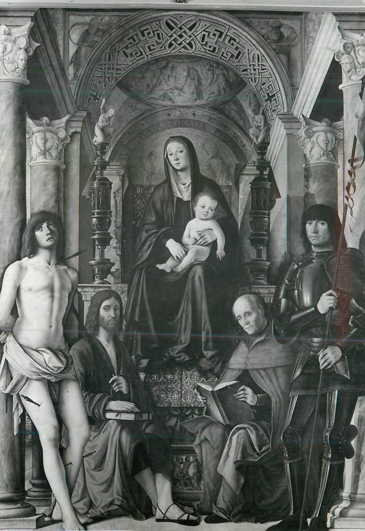 CPM Bologna Basilica Di S Petronio Cappella di S Giacomo Madonna e Santi di Lorenzo Costa (1492)