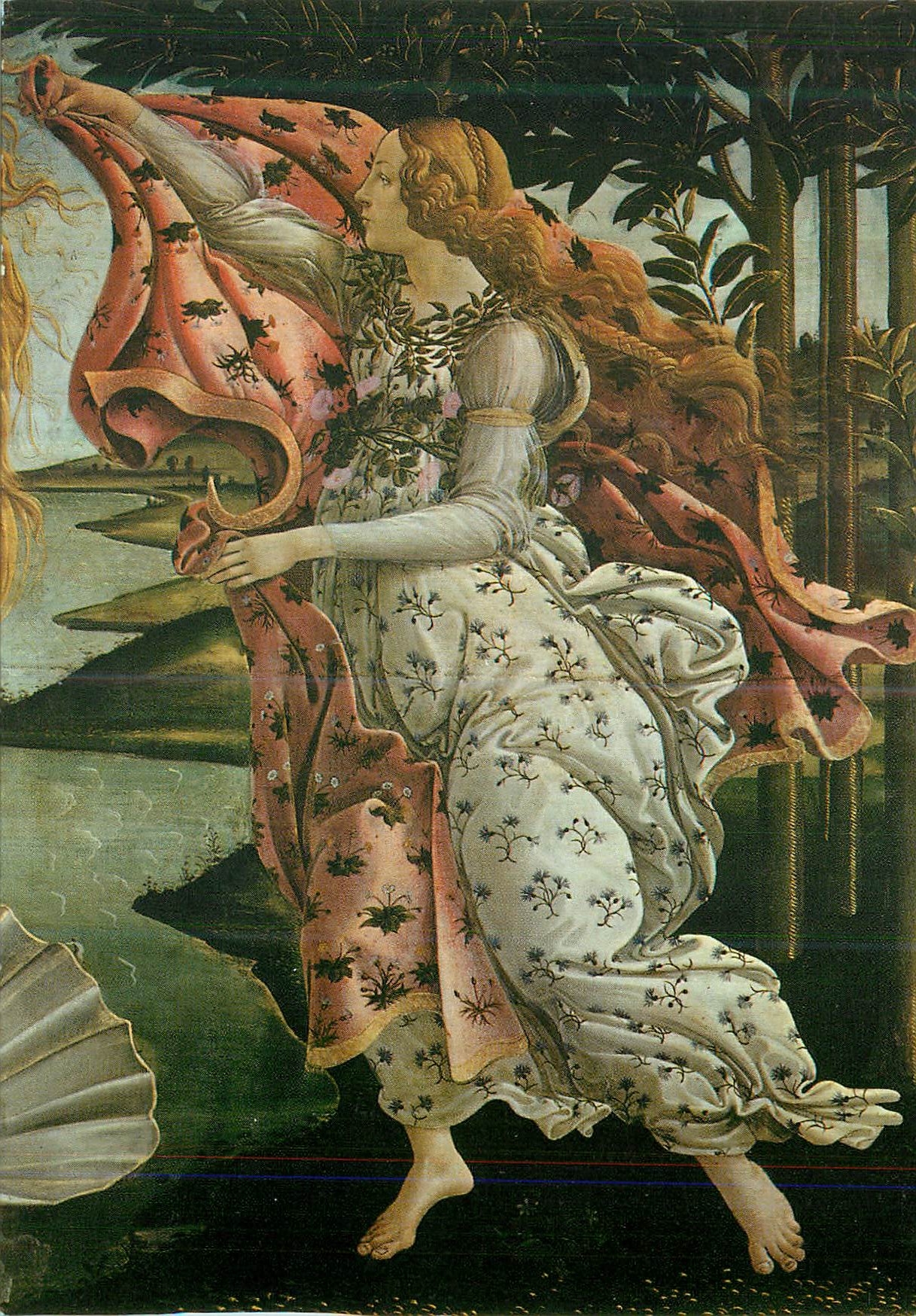 CPM Firenze Galleria Uffizi Botticelli (Alessandro di Mariana Filipepi derro) Naissance de Venus (detail)