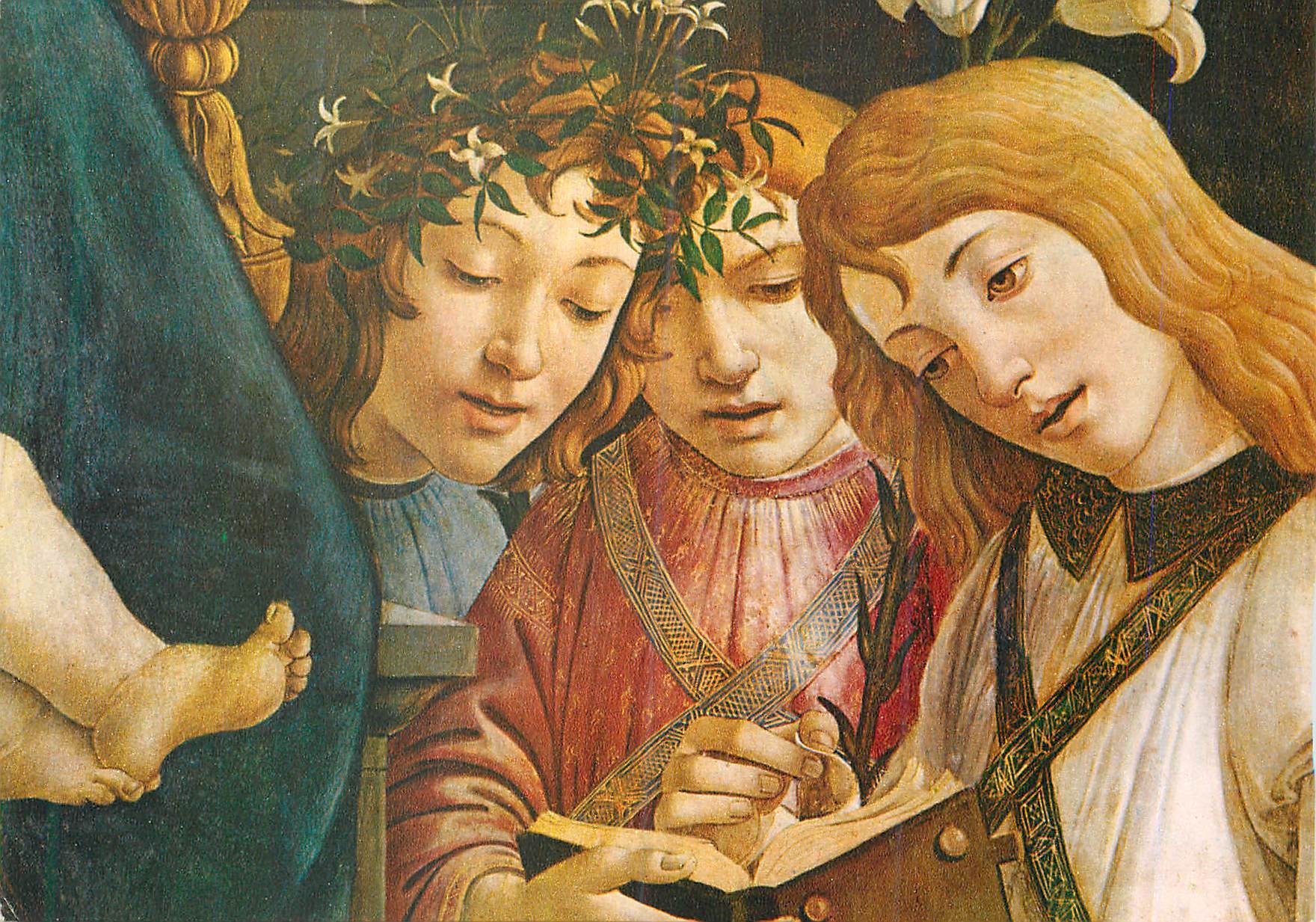 CPM Roma Galleria Borghese Botticelli (1445 1510) Madone Detail de trois anges chanteurs