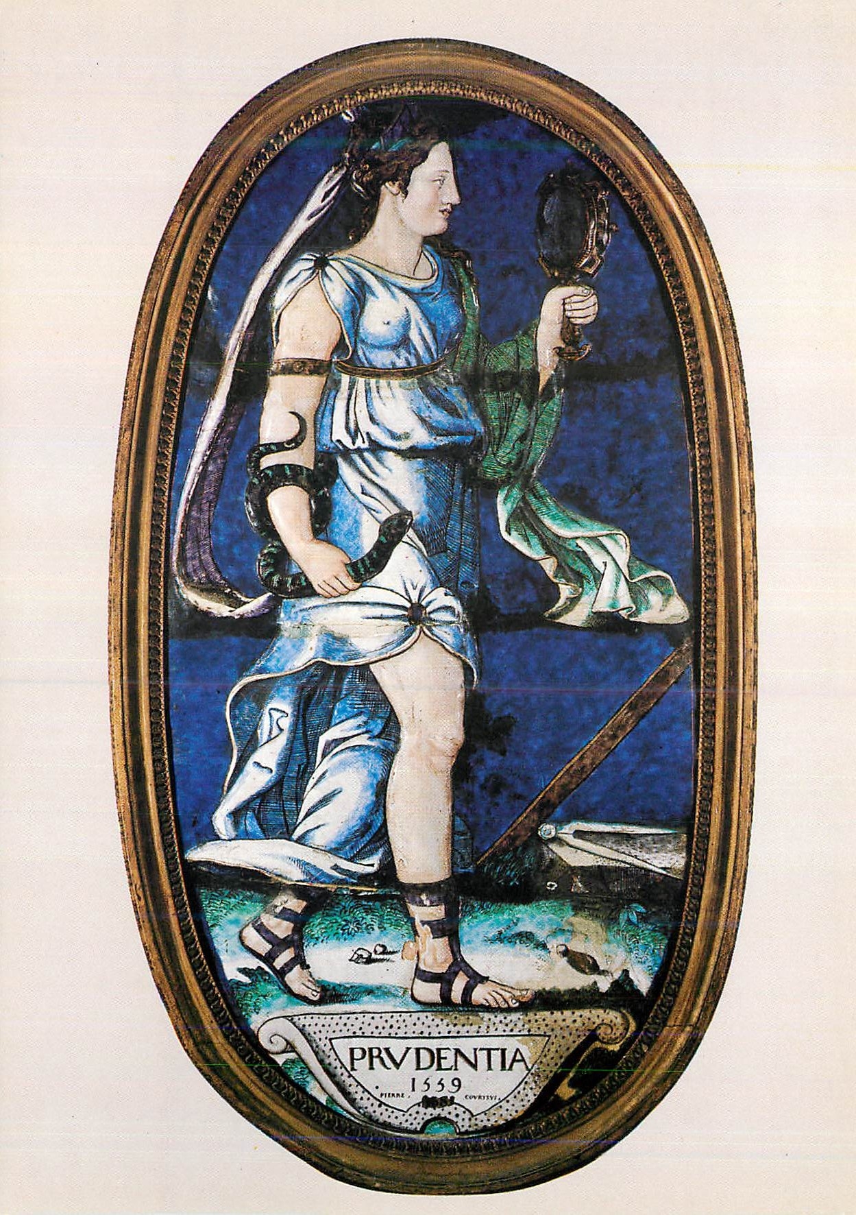 Prudence — Émail de Pierre Courteys, 1559 — Musée National de la Renaissance, Château d'Écouen