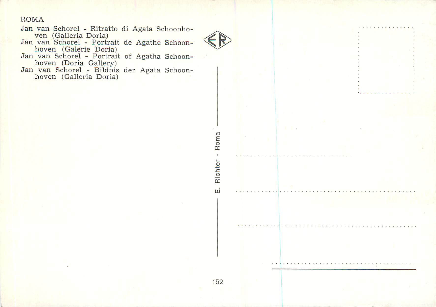 CPM Roma Jan Van Schorel Portrait de Agathe Schoonhoven (Galerie Doria) — Rückseite