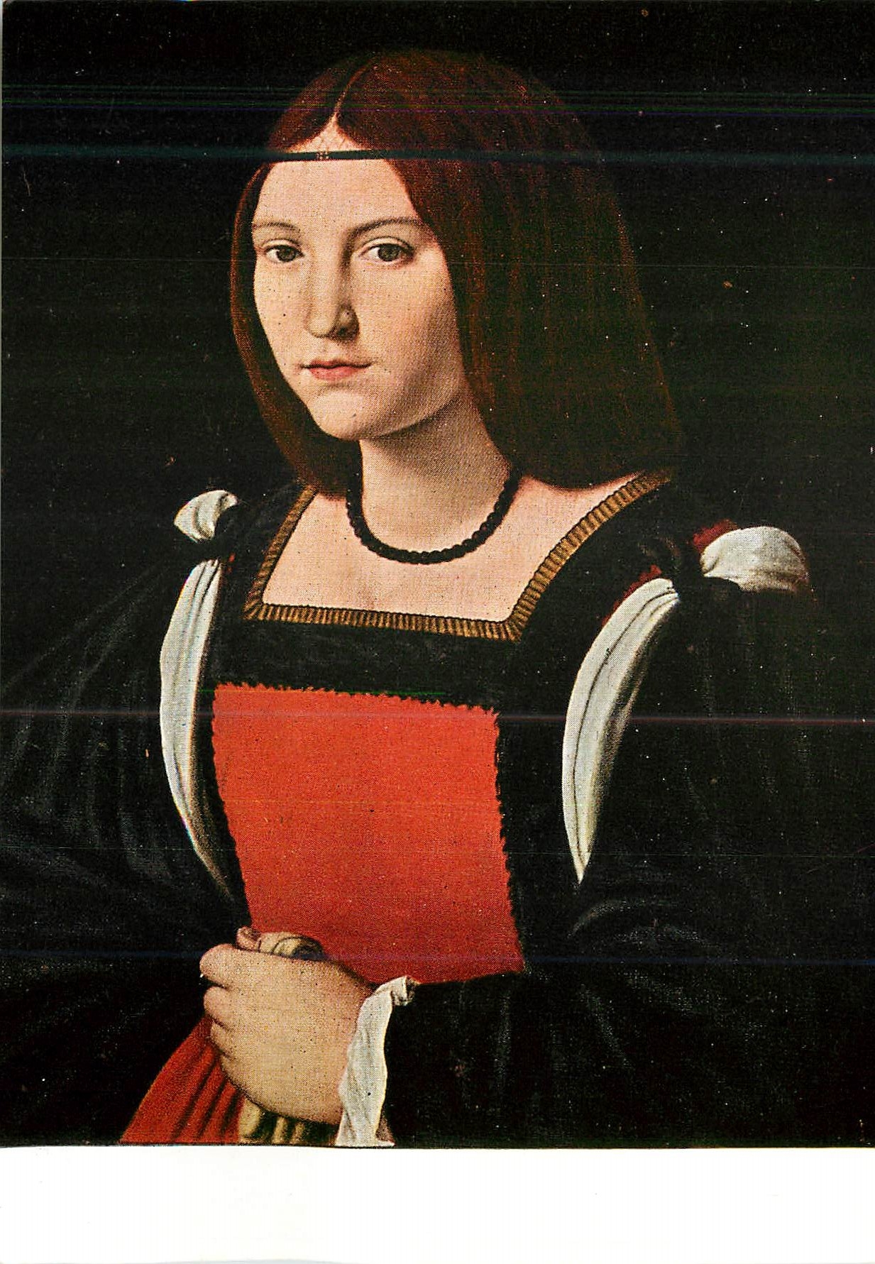 CPM Giovanni A Boltraffio Dama in veste rossa Milano Museo d'Arte Antica al Casello Sforzesco