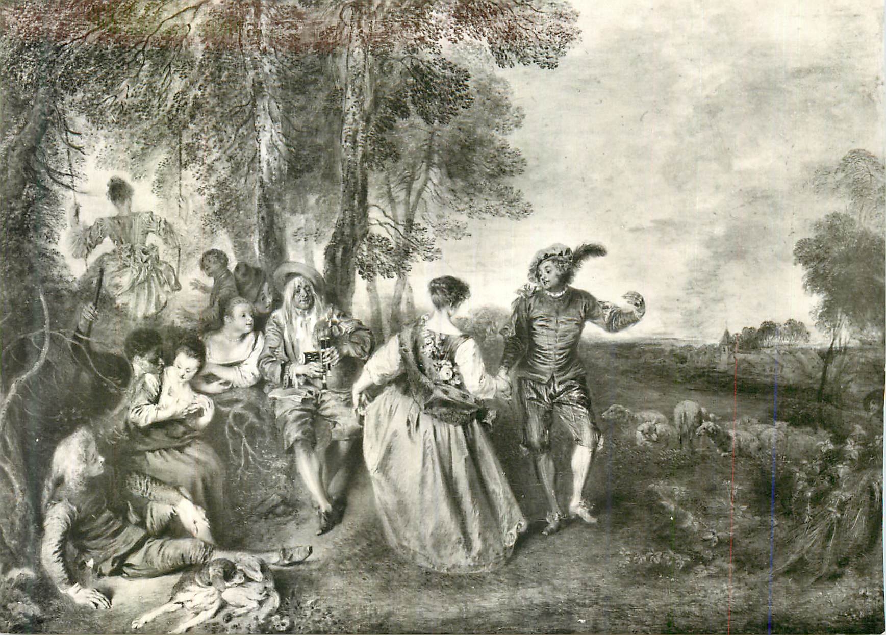 CPM Berlin Chateau de Charlottenburg Les Berges par Antoine Watteau