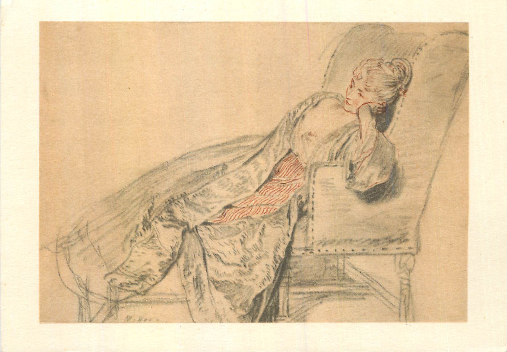 CPM Watteau Jeune femme etendue Collection particuliere