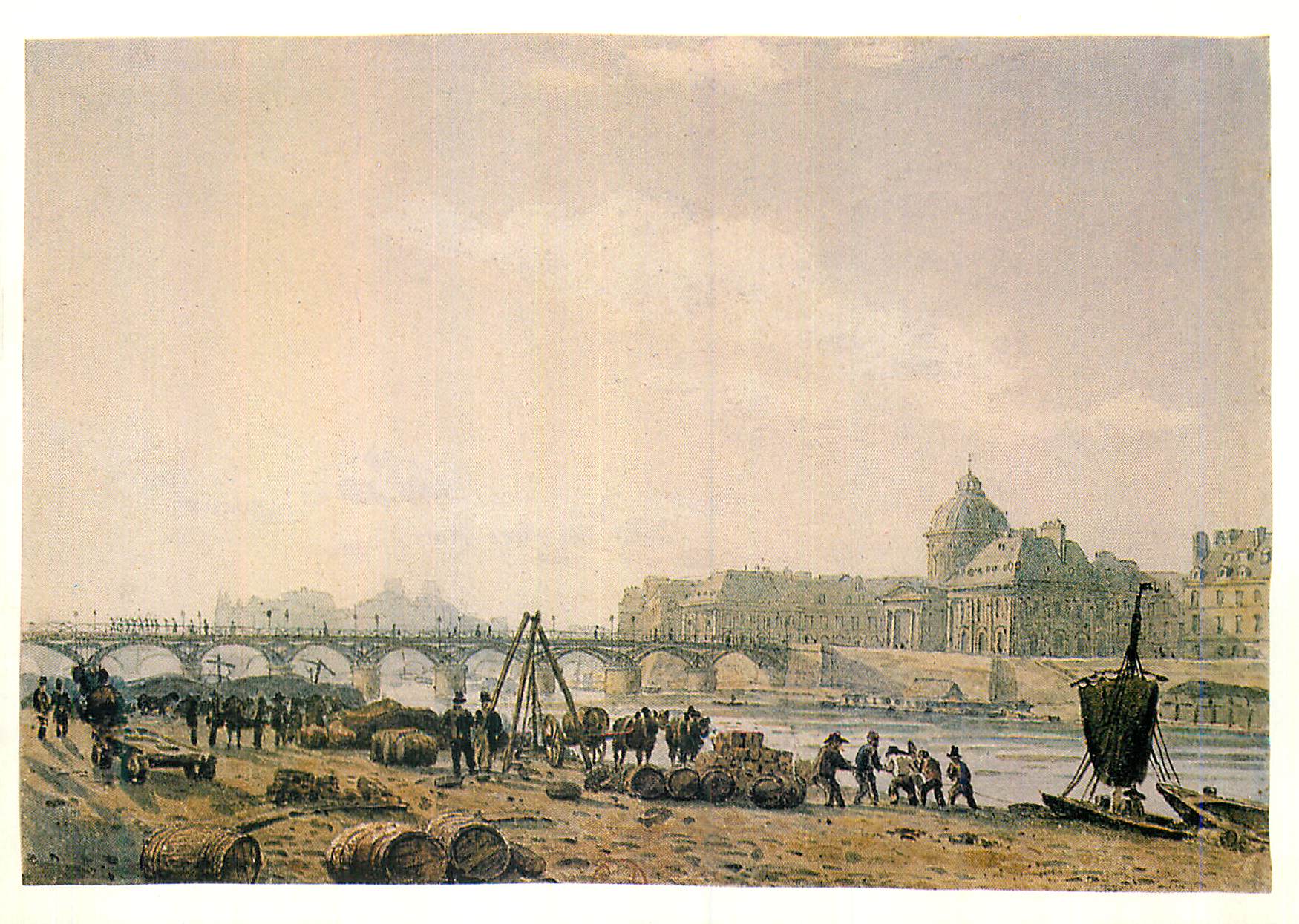 CPM Paris Bibliotheque Nationale Anonyme XIXe siecle Le Pont des Arts et le Palais de l'Institut Aquarelle
